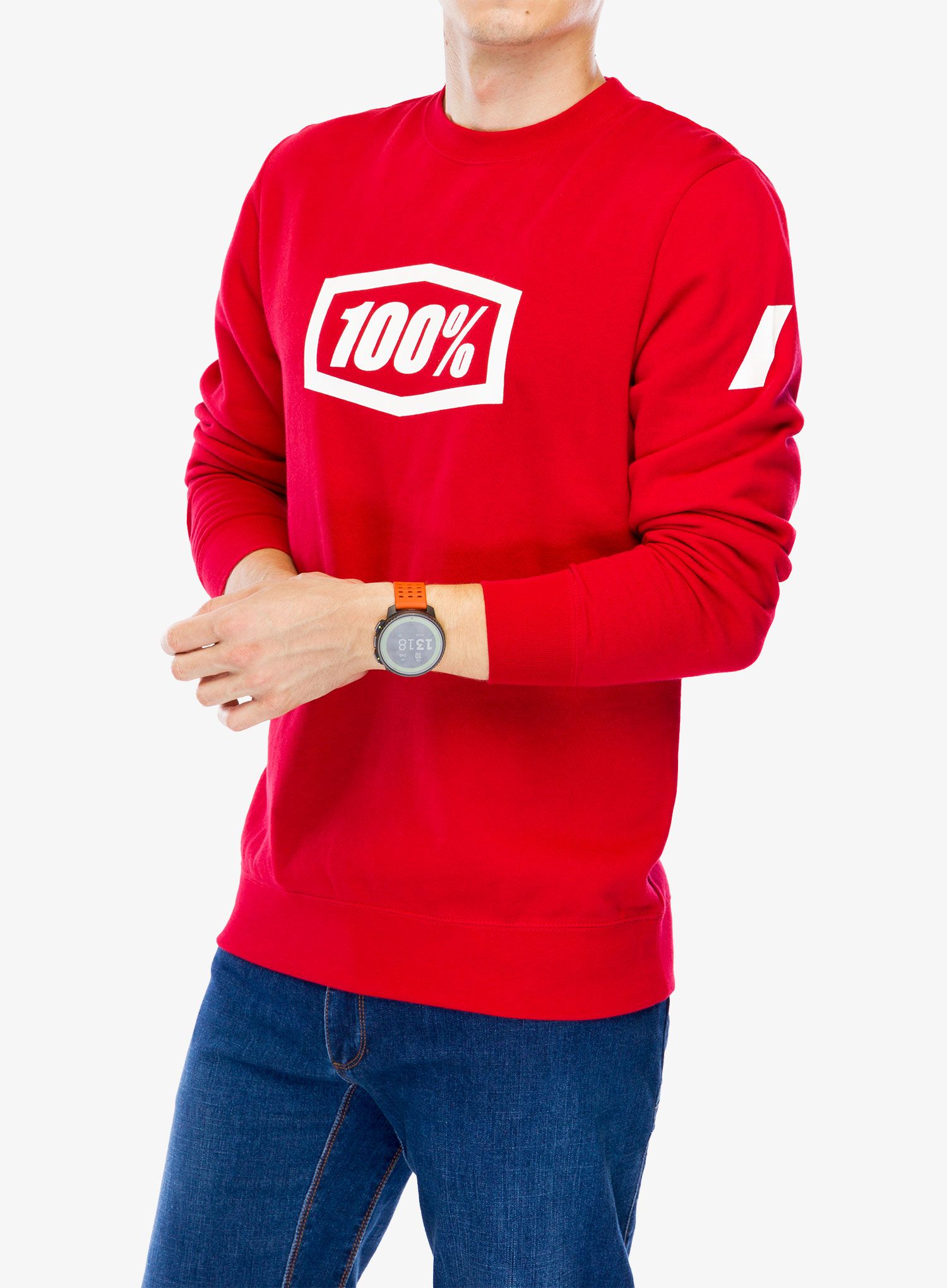 Кофта 100% Icon Pullover Crewneck Fleece Sweatshirt - deep red