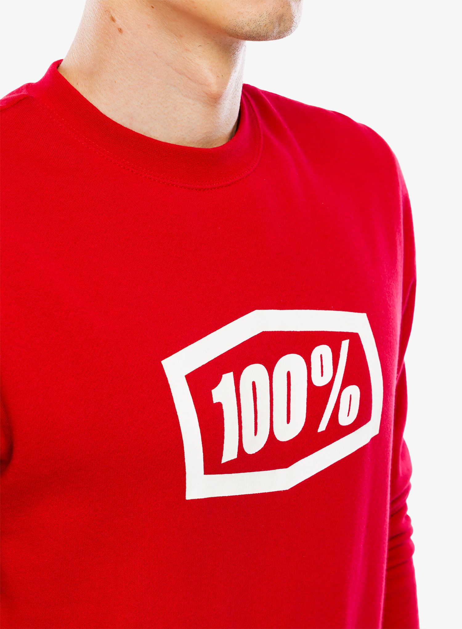 Кофта 100% Icon Pullover Crewneck Fleece Sweatshirt - deep red