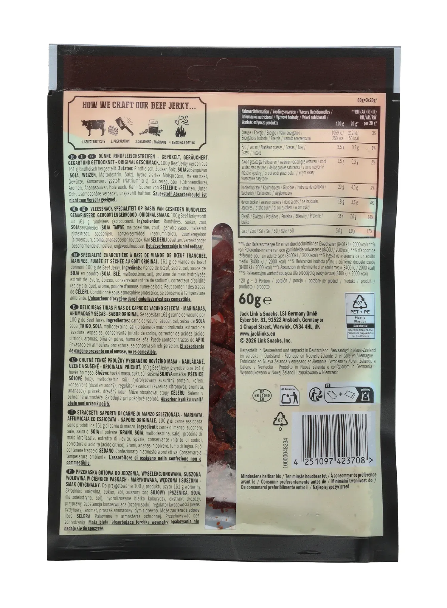 В'ялена яловичина Jack Link's X MrBeast Beef Jerky Original 60 g