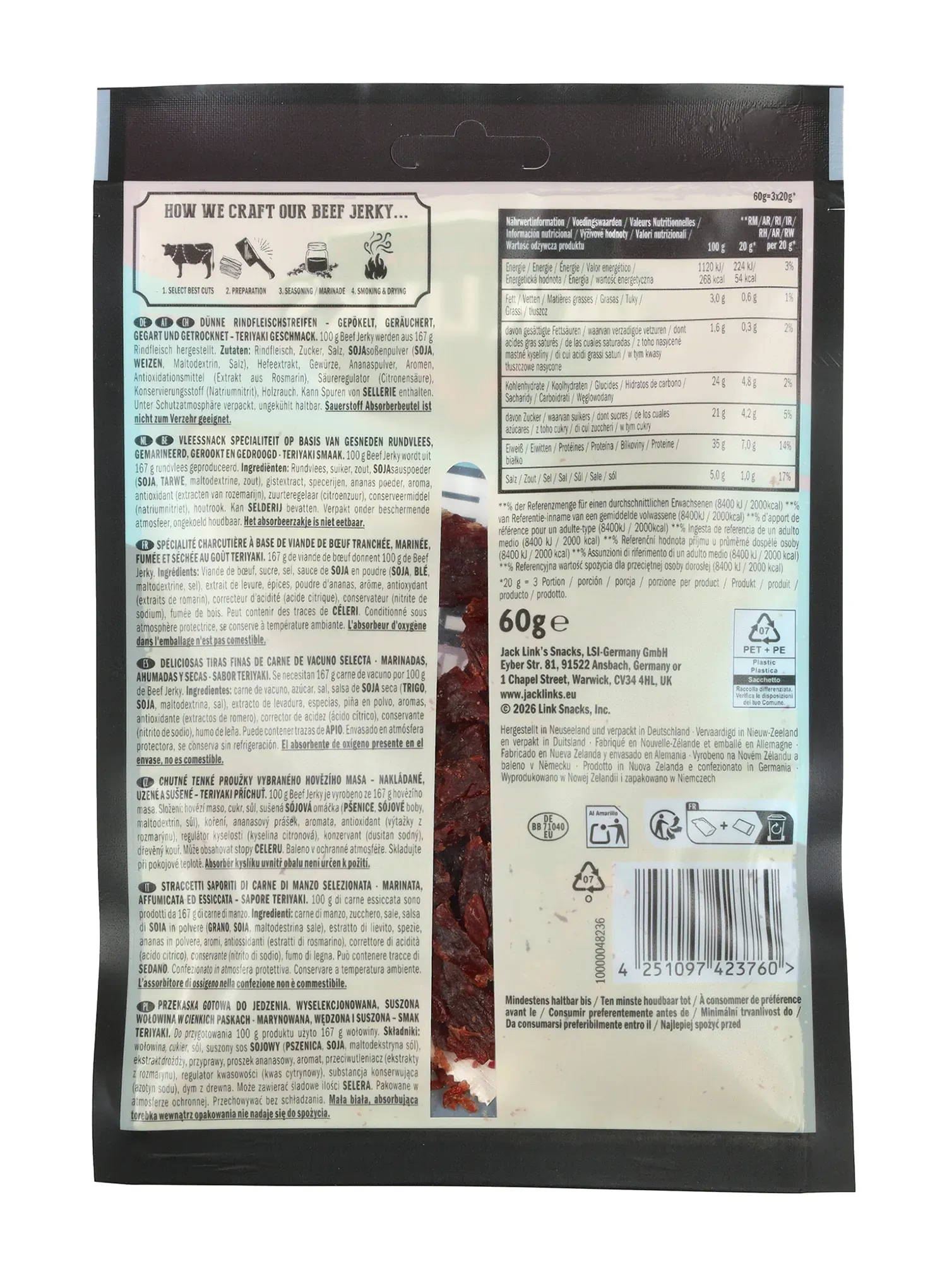 В'ялена яловичина Jack Link's X MrBeast Beef Jerky Teriyaki 60 g