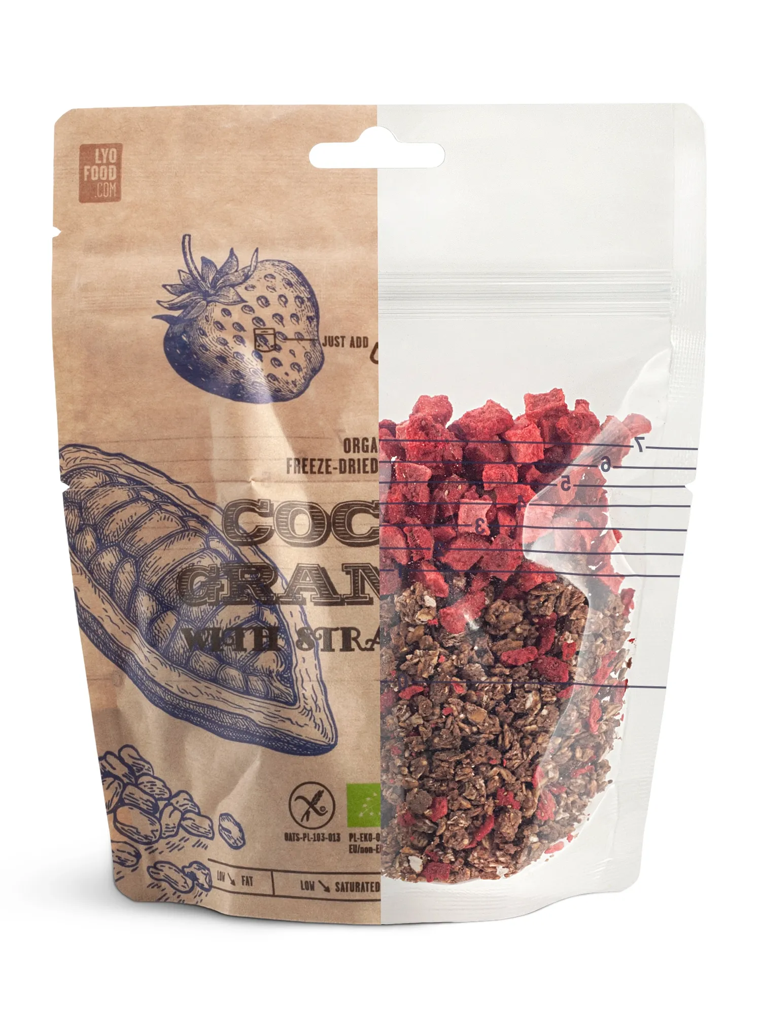 Сублімована LYOFOOD Bistro Organic cocoa granola with strawberries 270g