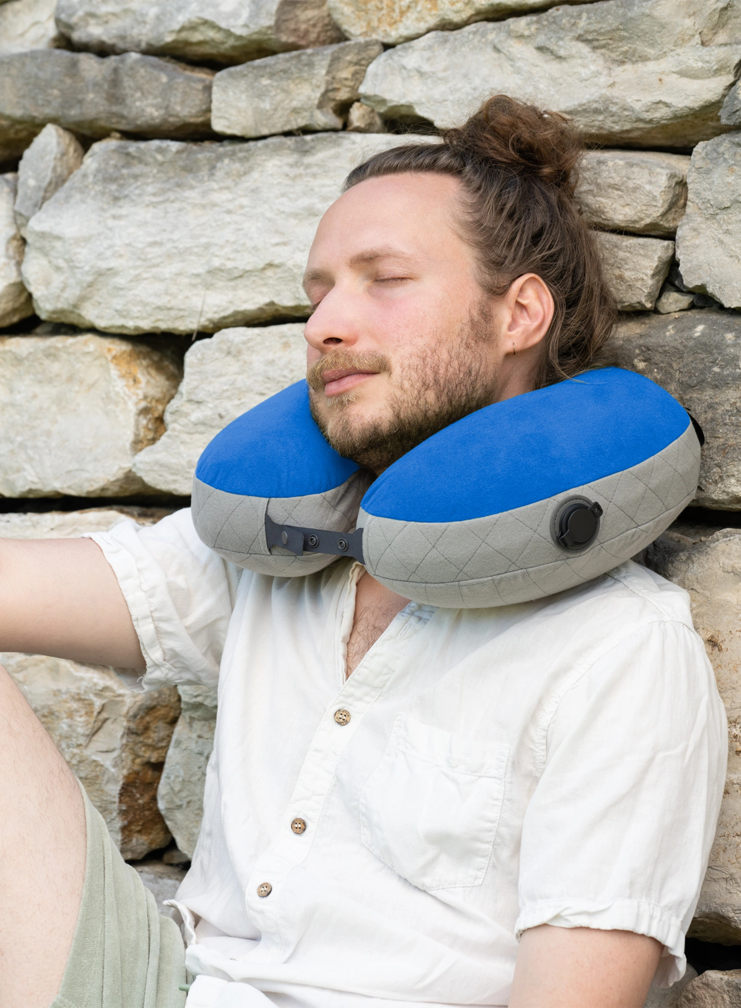 Подушка туристична Cocoon U-Shaped Down Neck Pillow - true blue/grey