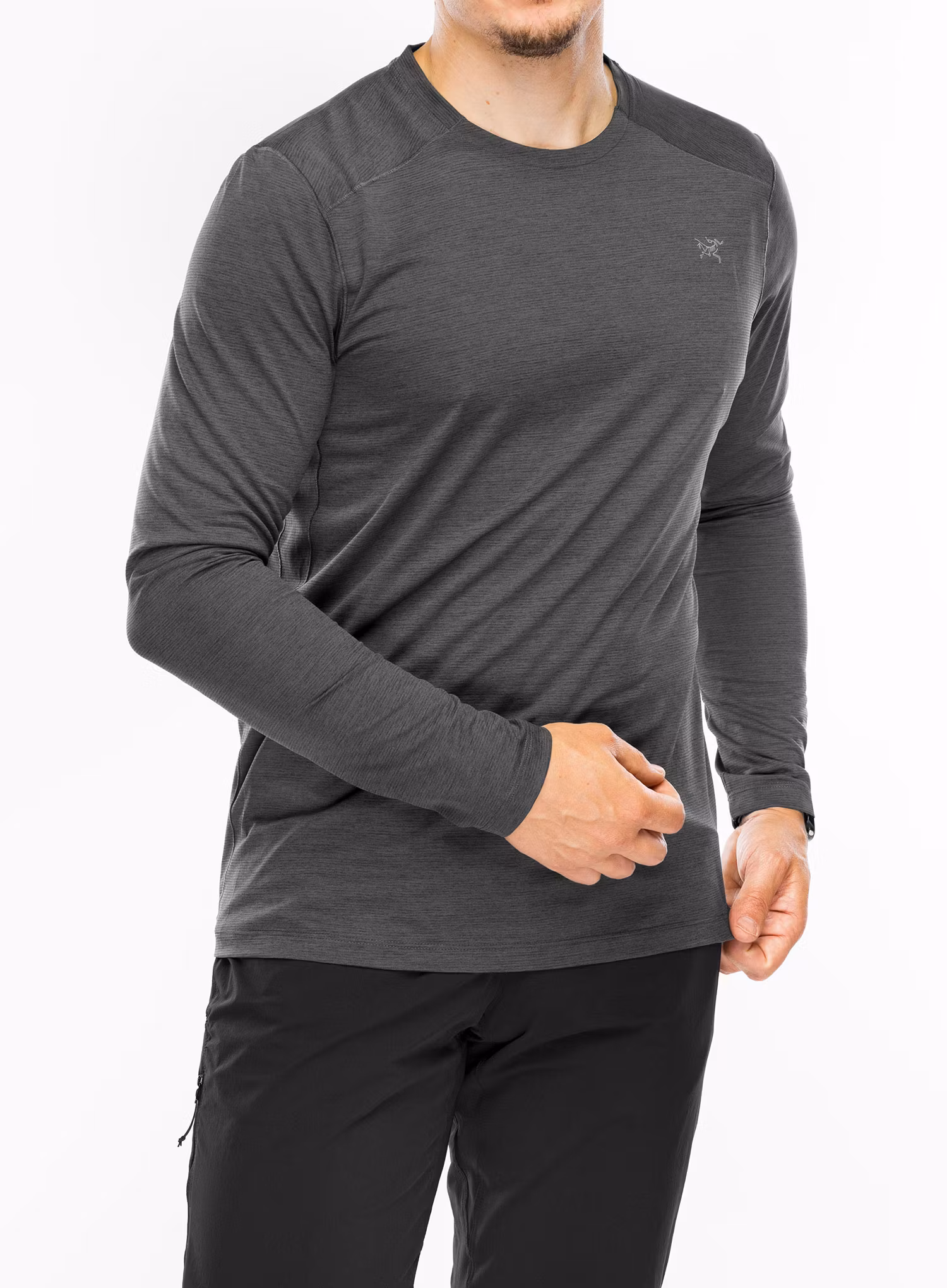 Кофта для бігу Arcteryx Cormac Crew Neck Shirt LS - blk heather