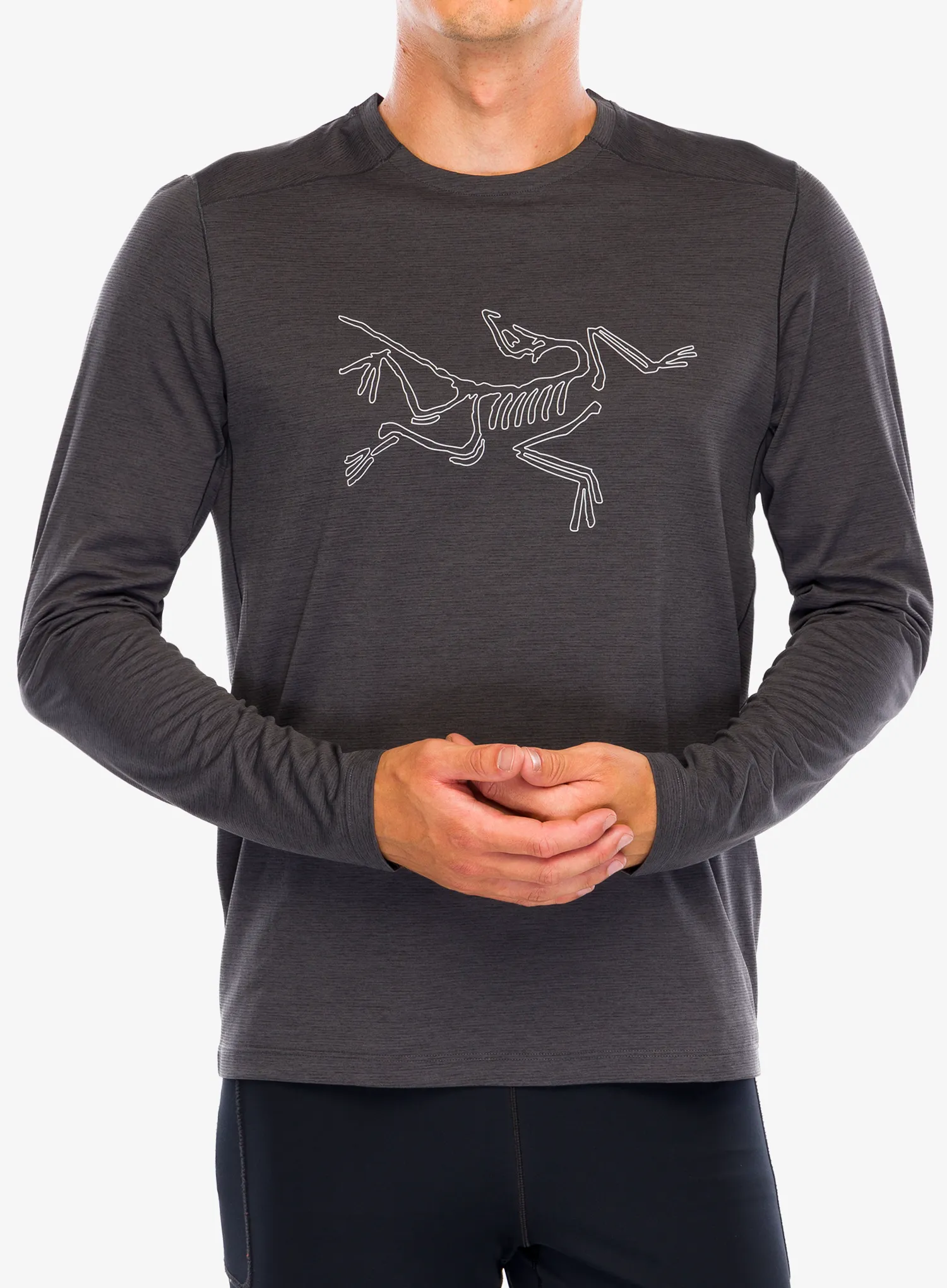 Кофта для бігу Arcteryx Cormac Logo LS - black heather/solitude