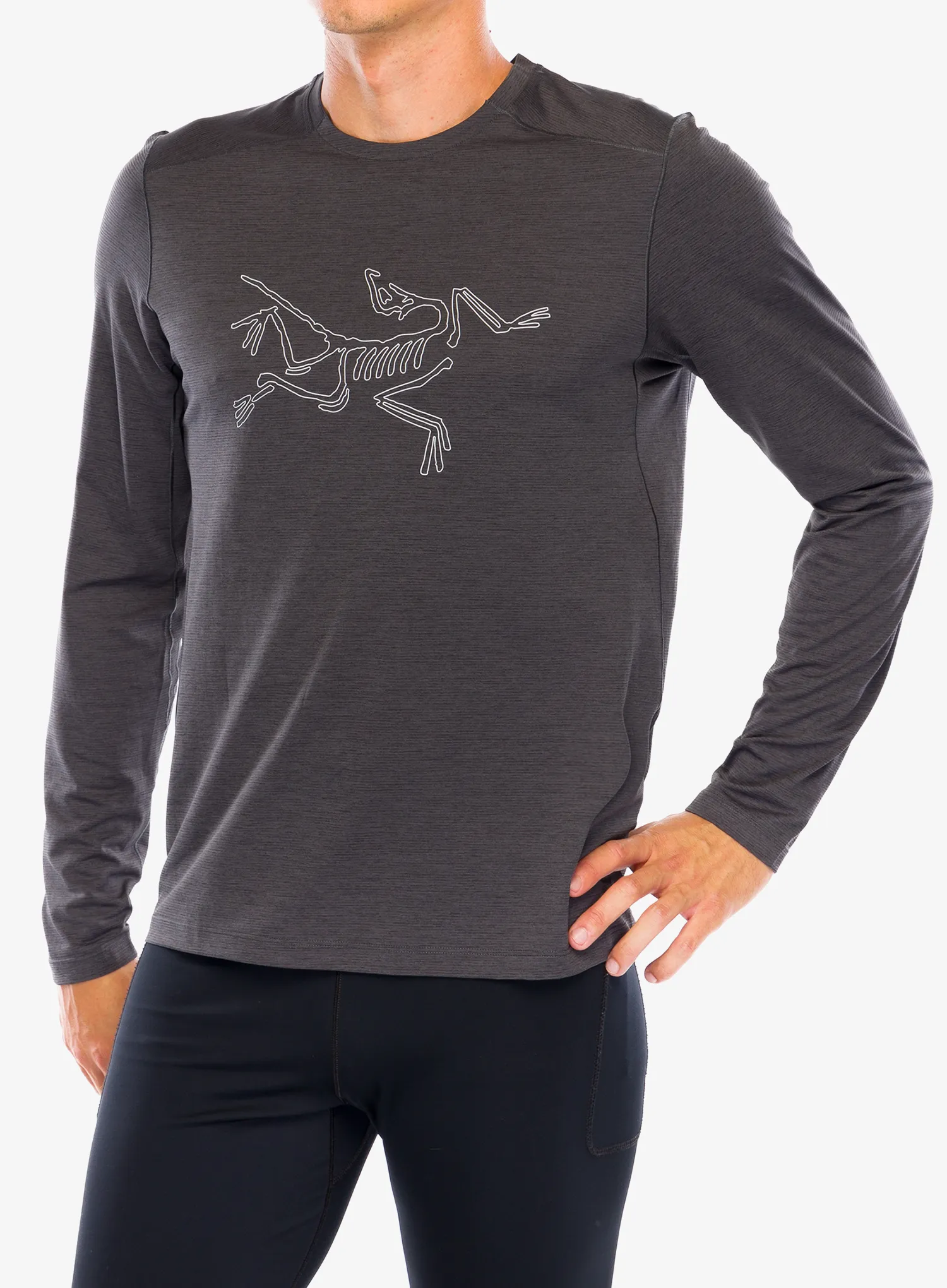 Кофта для бігу Arcteryx Cormac Logo LS - black heather/solitude