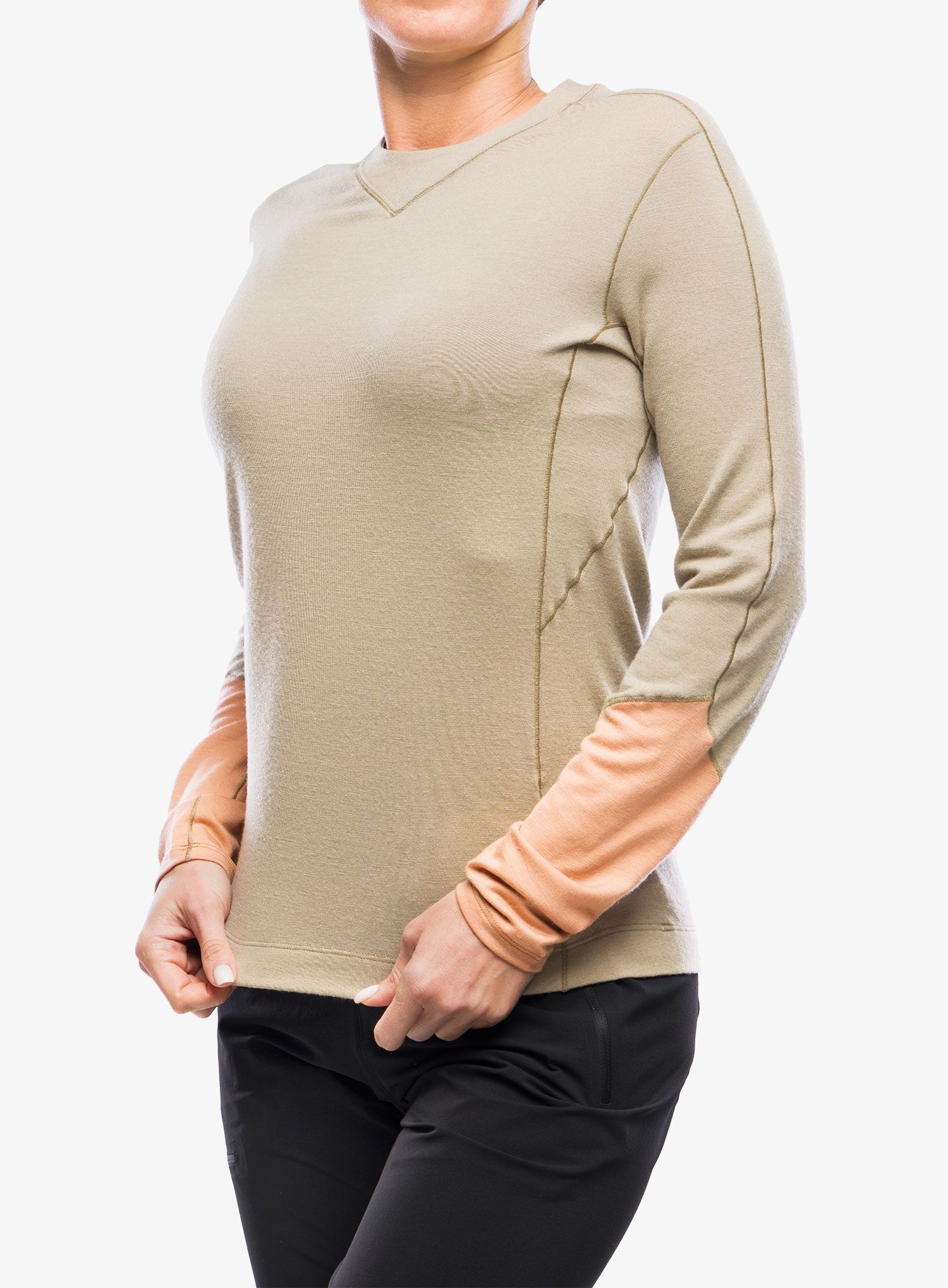 Термокофта жіноча Arcteryx Rho Merino Wool LS Crew - smoke bluff/hazelnut