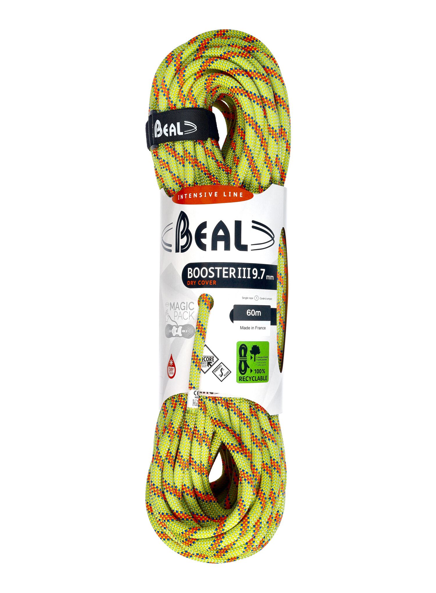 Мотузка для альпінізму Beal Booster III 9,7 mm 60 m Unicore Dry Cover - anis