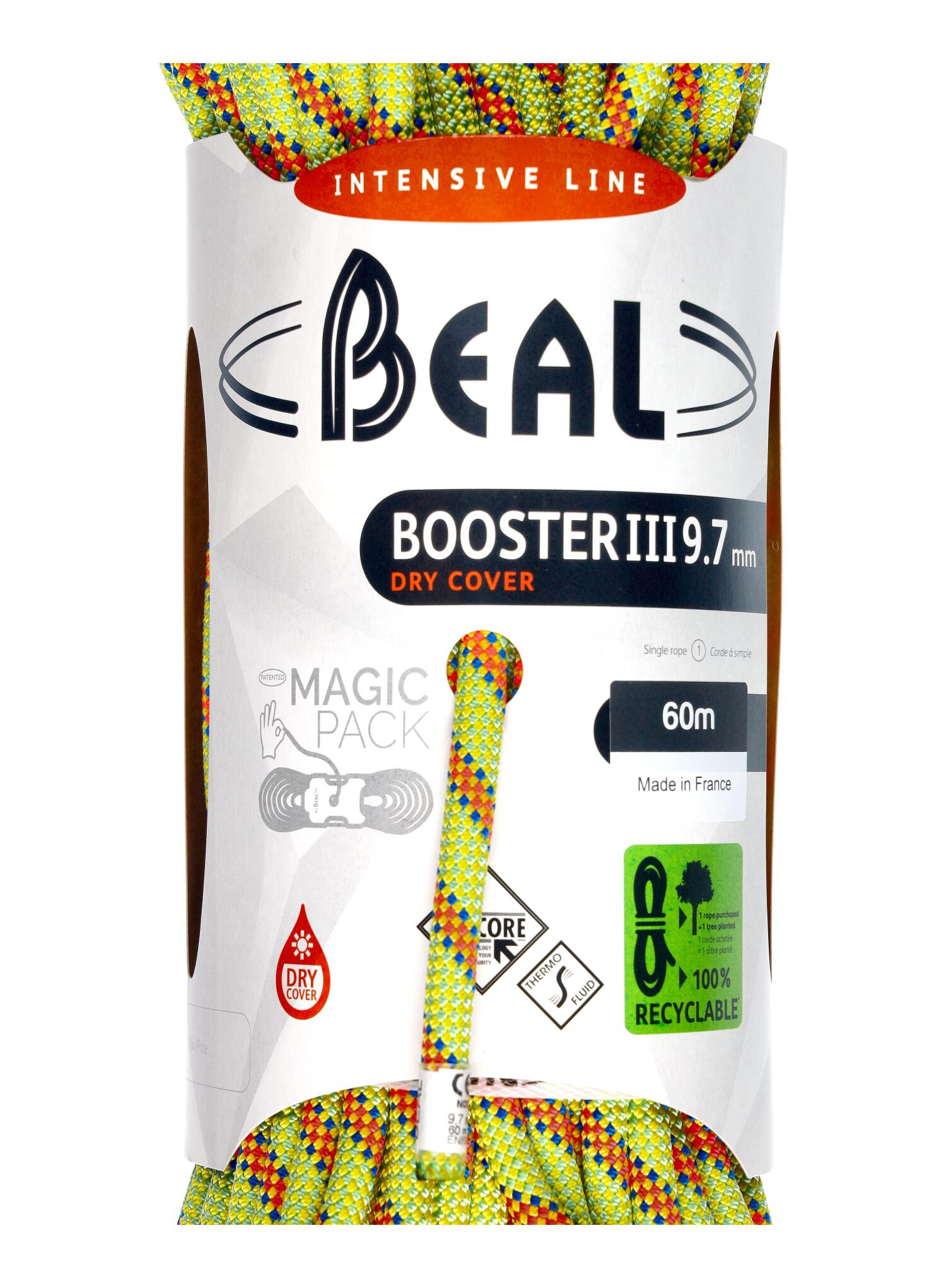 Мотузка для альпінізму Beal Booster III 9,7 mm 60 m Unicore Dry Cover - anis