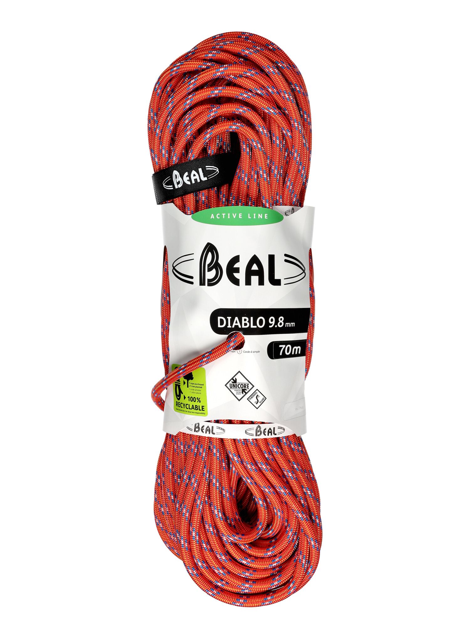 Мотузка для альпінізму Beal Diablo 9,8 mm 70 m Unicore - red