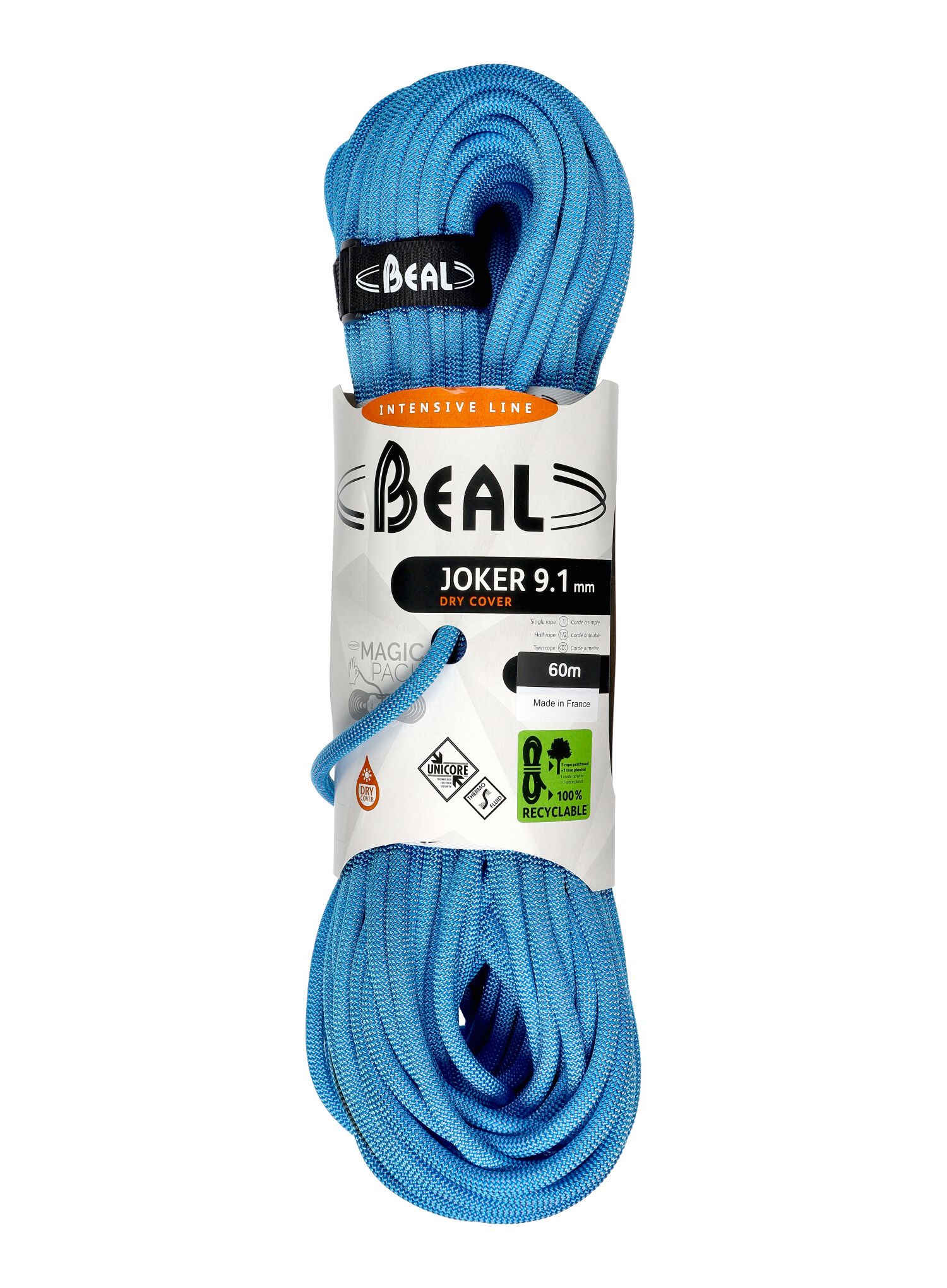 Мотузка для альпінізму Beal Joker 9,1 mm 60 m Unicore Dry Cover - blue