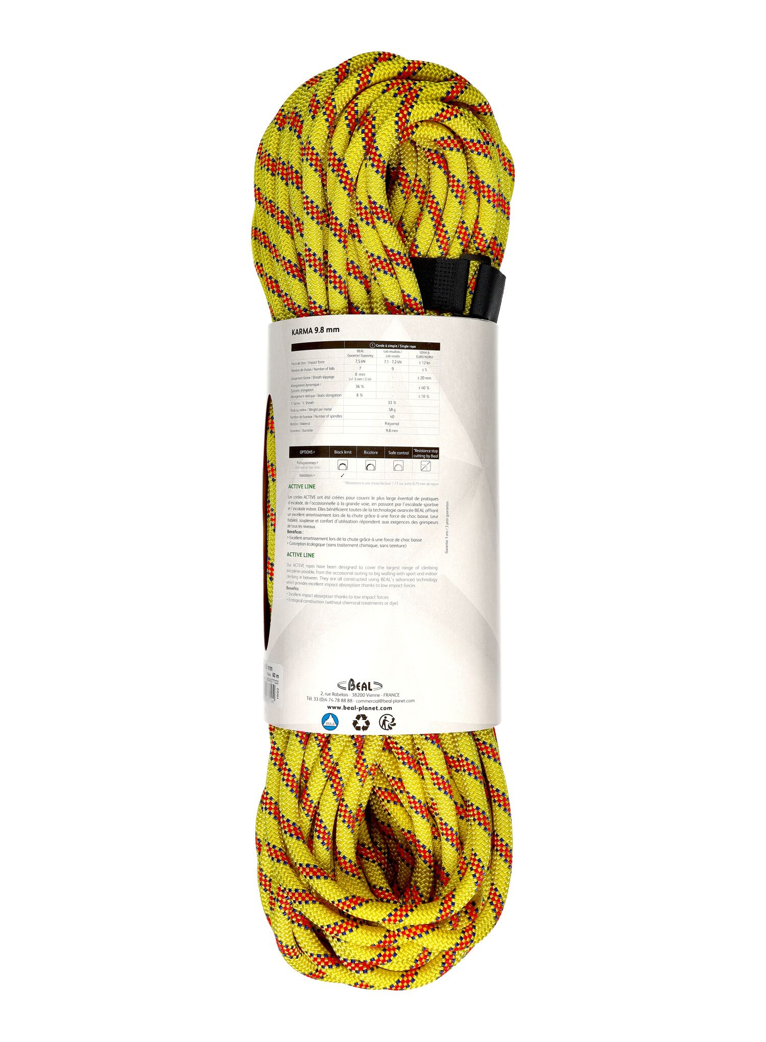 Мотузка динамічна Beal Karma 9,8 mm 60 m - yellow