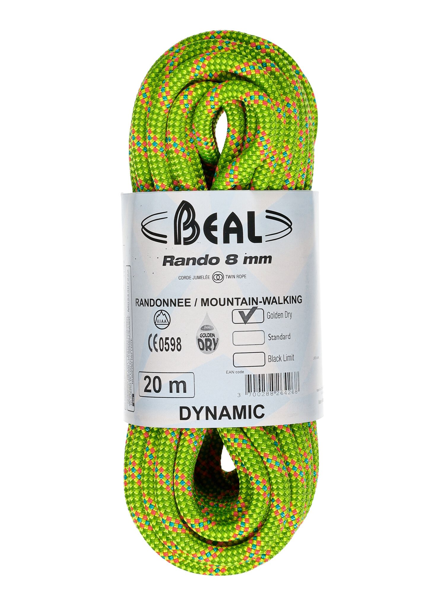 Мотузка для льодолазіння Beal Rando 8 mm 20 m Golden Dry - yellow