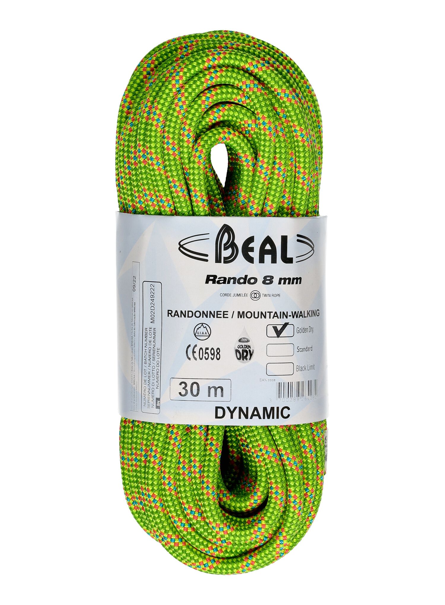 Мотузка для льодолазіння Beal Rando 8 mm 30 m Golden Dry - yellow