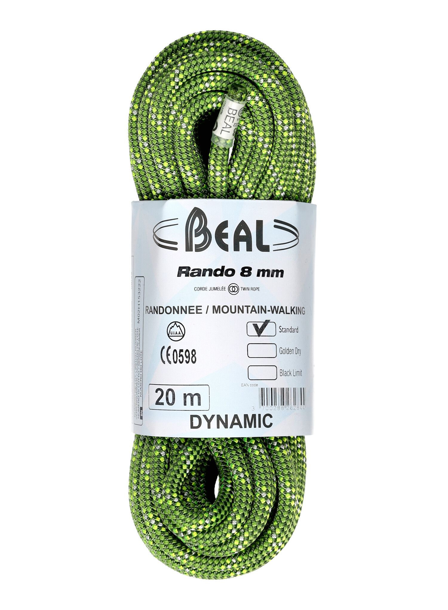 Мотузка туристична Beal Rando 8 mm 20 m - green