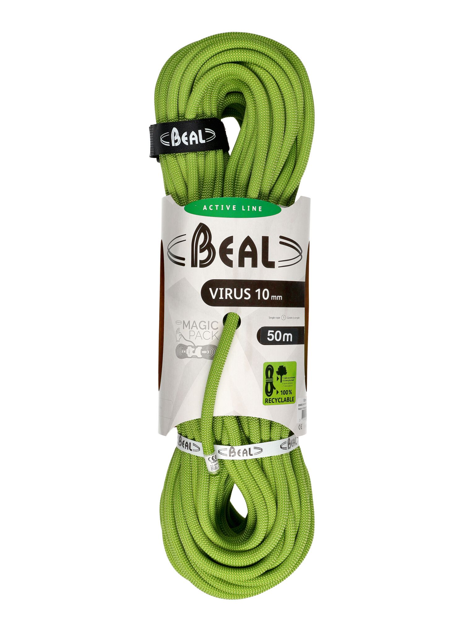 Мотузка для альпінізму Beal Virus 10 mm 50 m - solid green