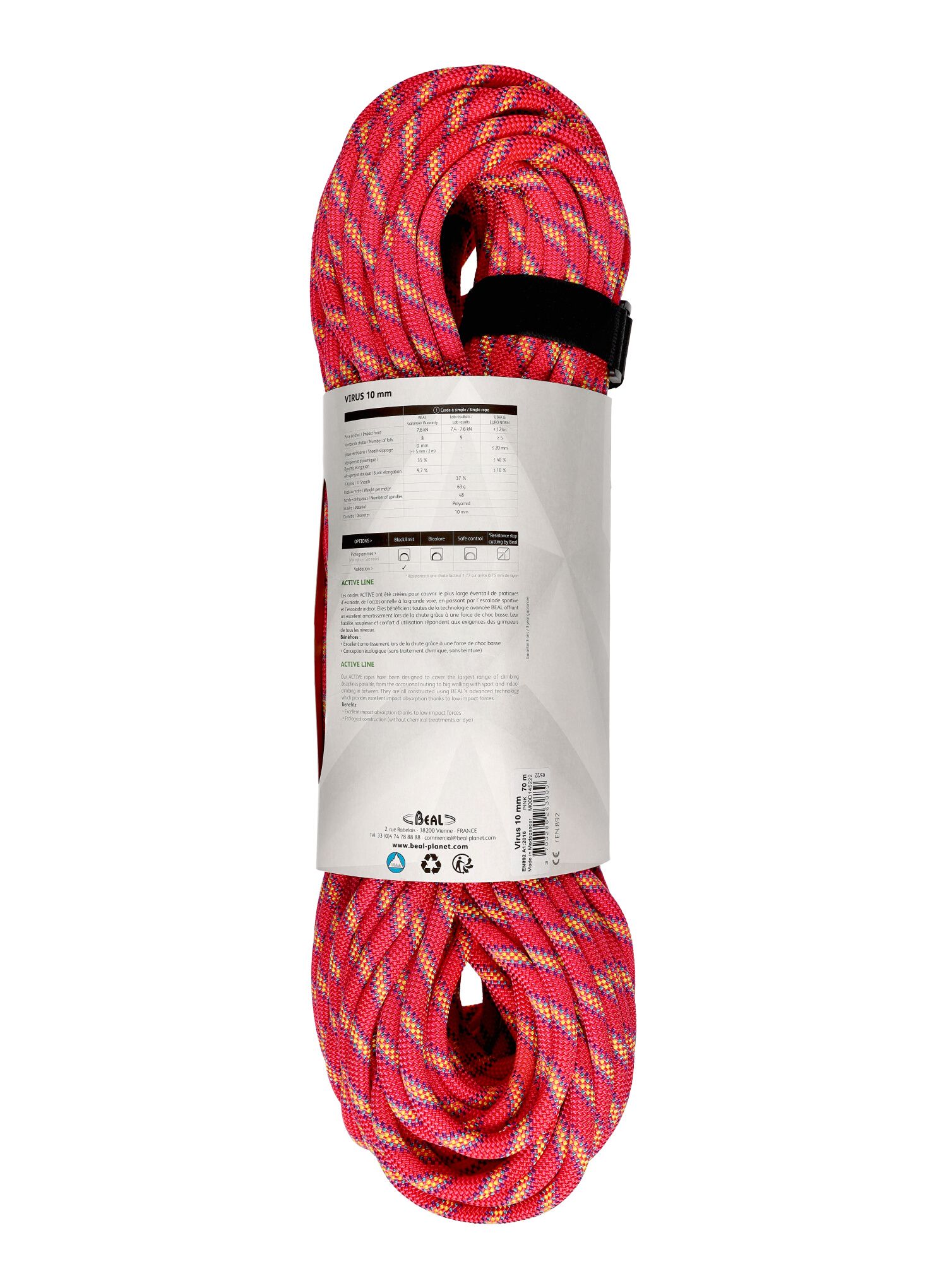 Мотузка динамічна Beal Virus 10 mm 70 m - pink