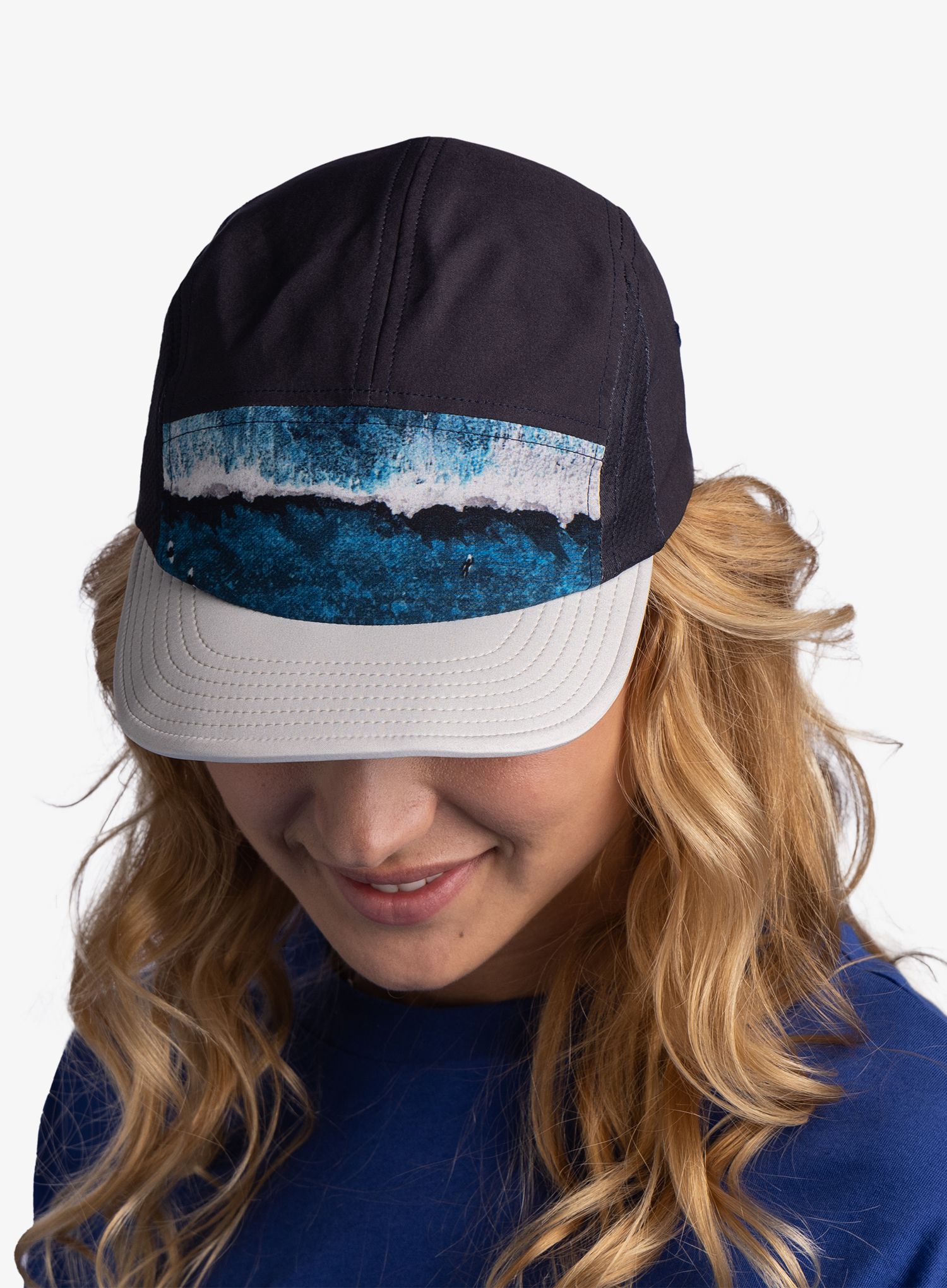 Шапка для бігу Buff 5 Panel Go Cap - parley navy