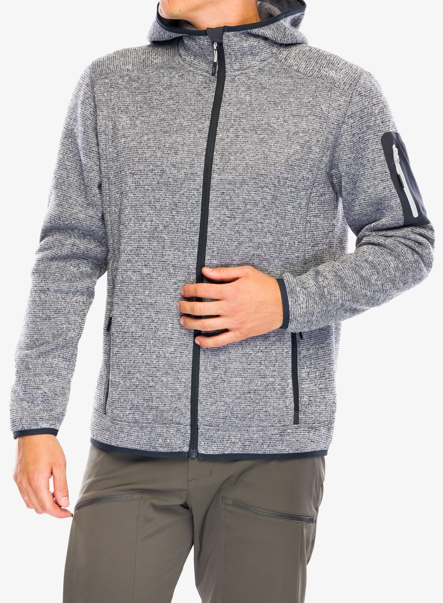 Куртка флісова CMP Borgis Fix Hood Jacket - ice/titanio/nero