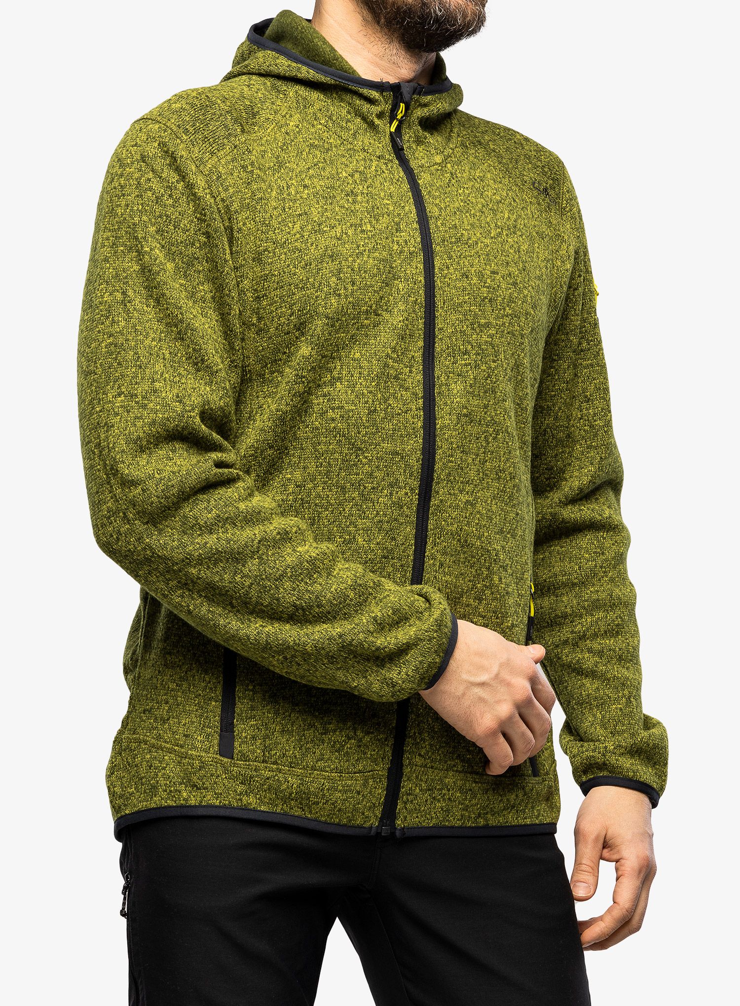 Фліска CMP Borgis Jacket Fix Hood Knitted - oil green/moss