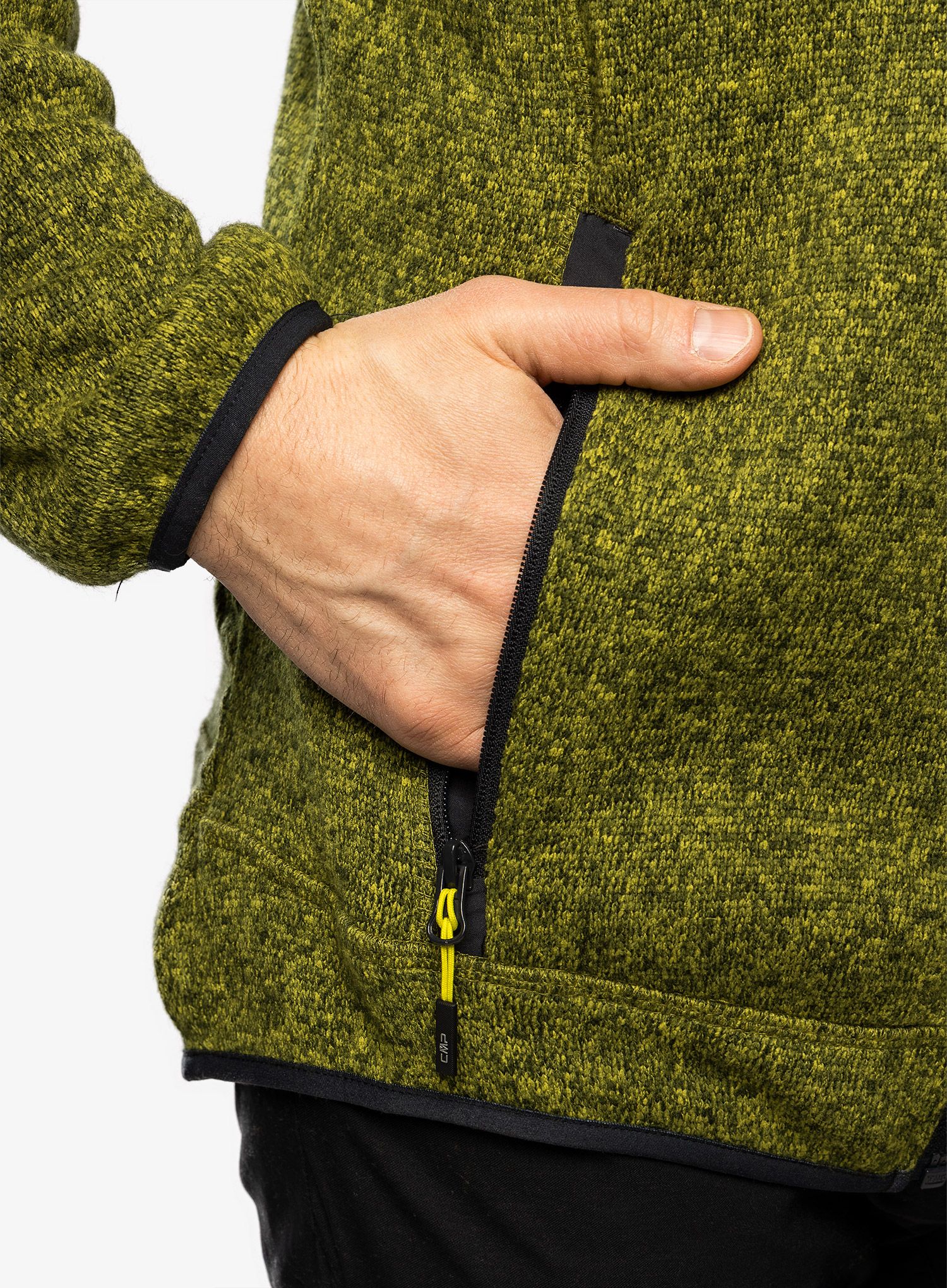 Фліска CMP Borgis Jacket Fix Hood Knitted - oil green/moss