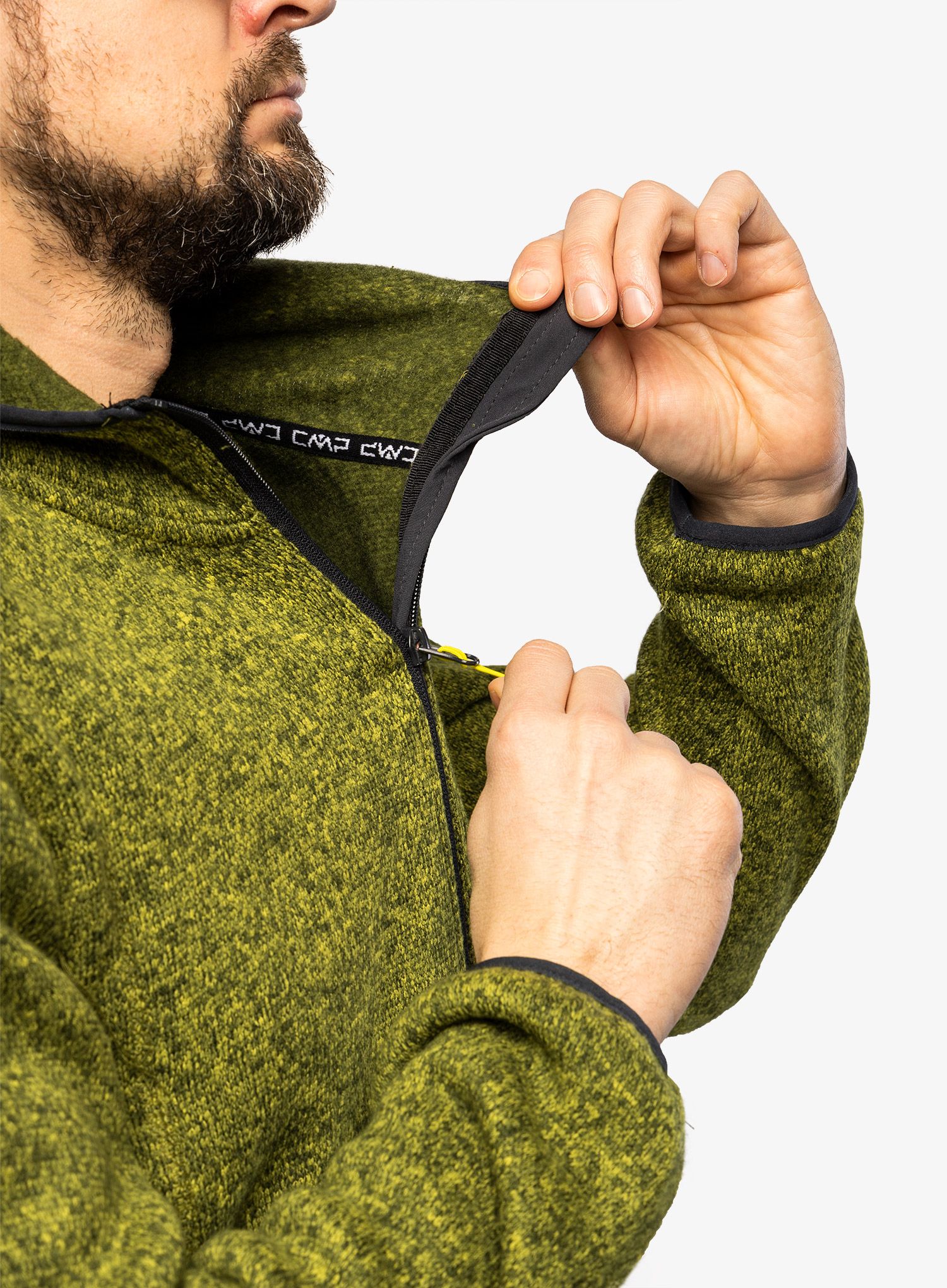 Фліска CMP Borgis Jacket Fix Hood Knitted - oil green/moss