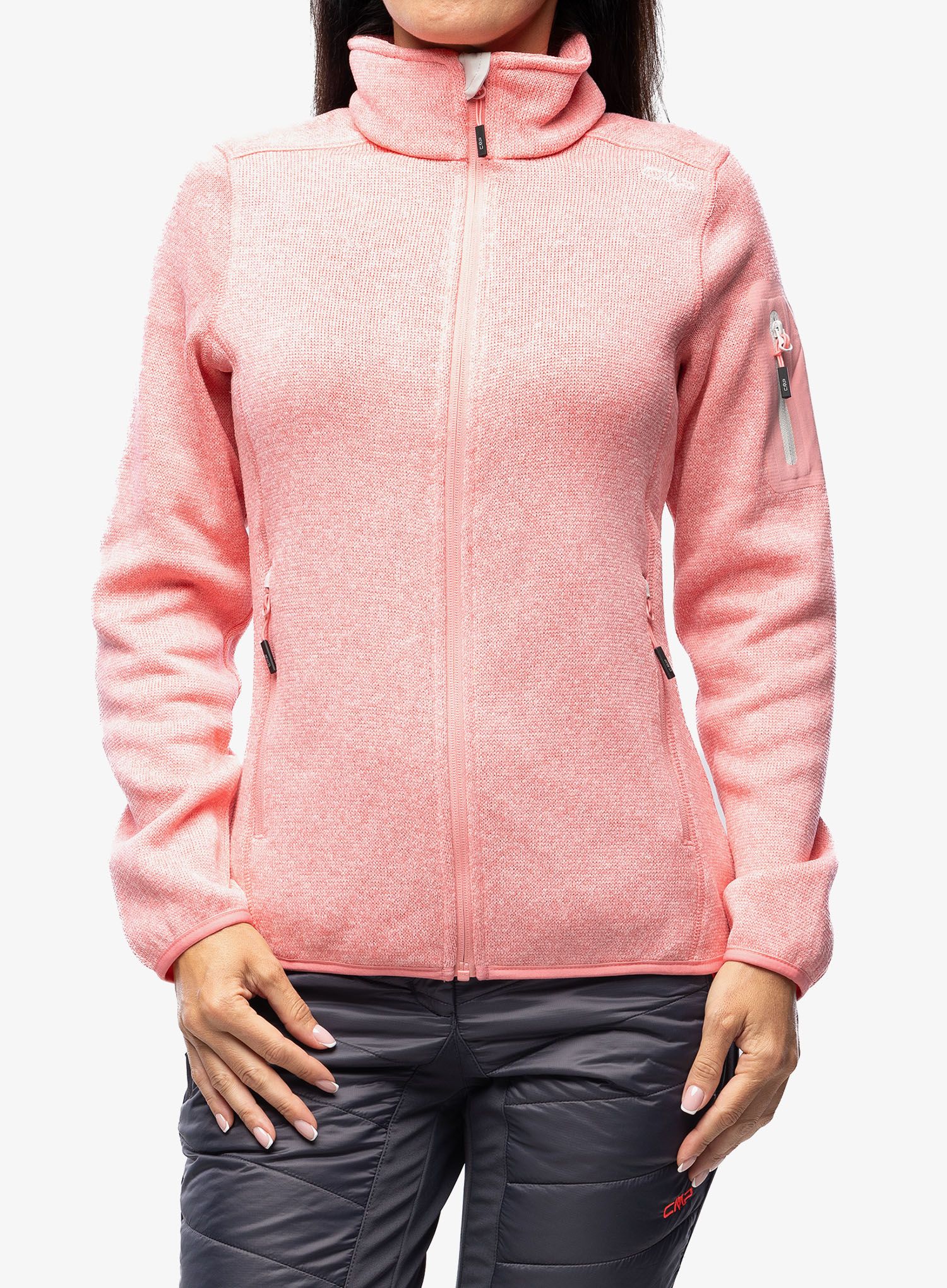 Кофта флісова жіноча CMP Haze Jacket Knitted - pesca/gesso