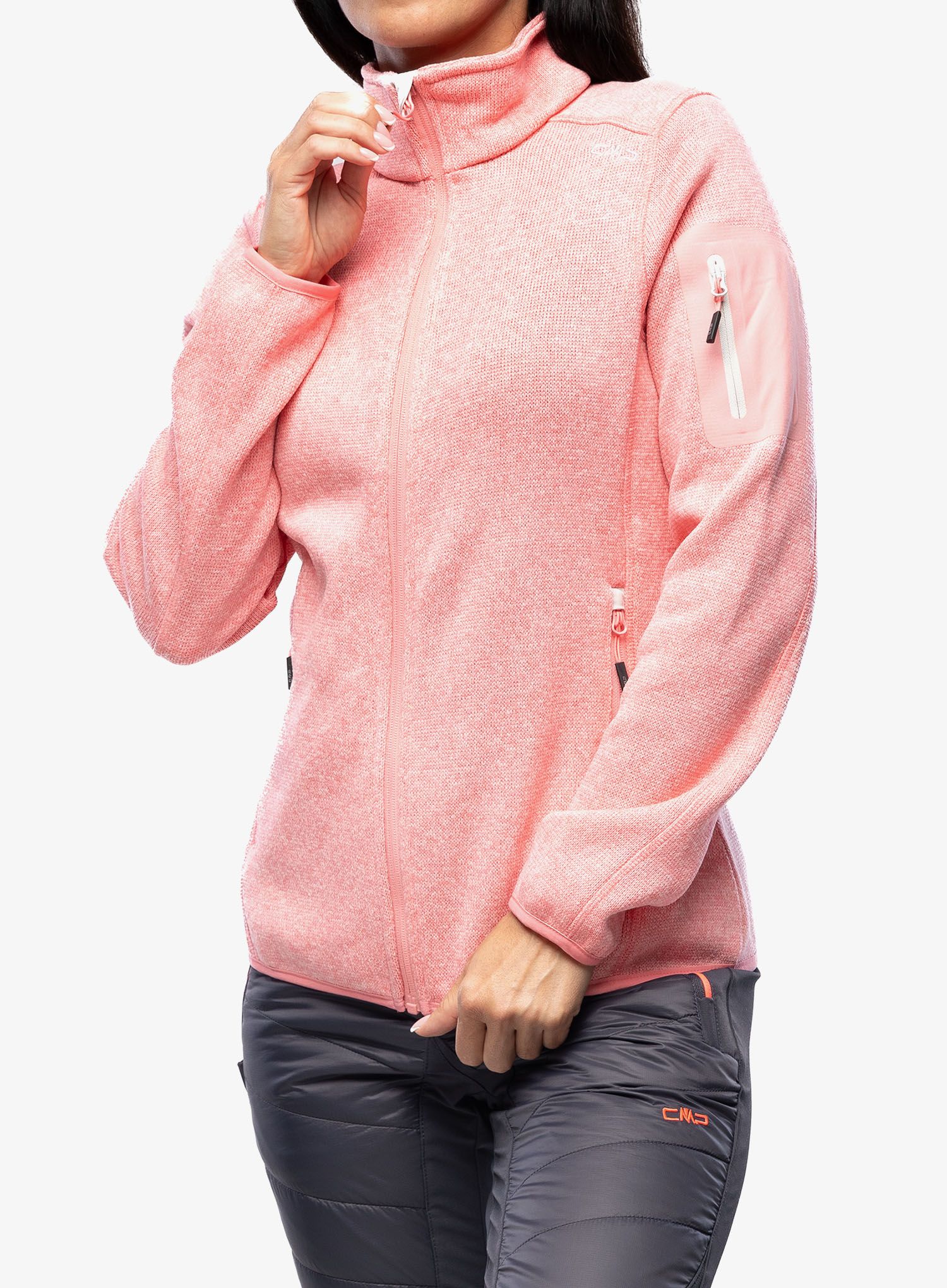 Кофта флісова жіноча CMP Haze Jacket Knitted - pesca/gesso
