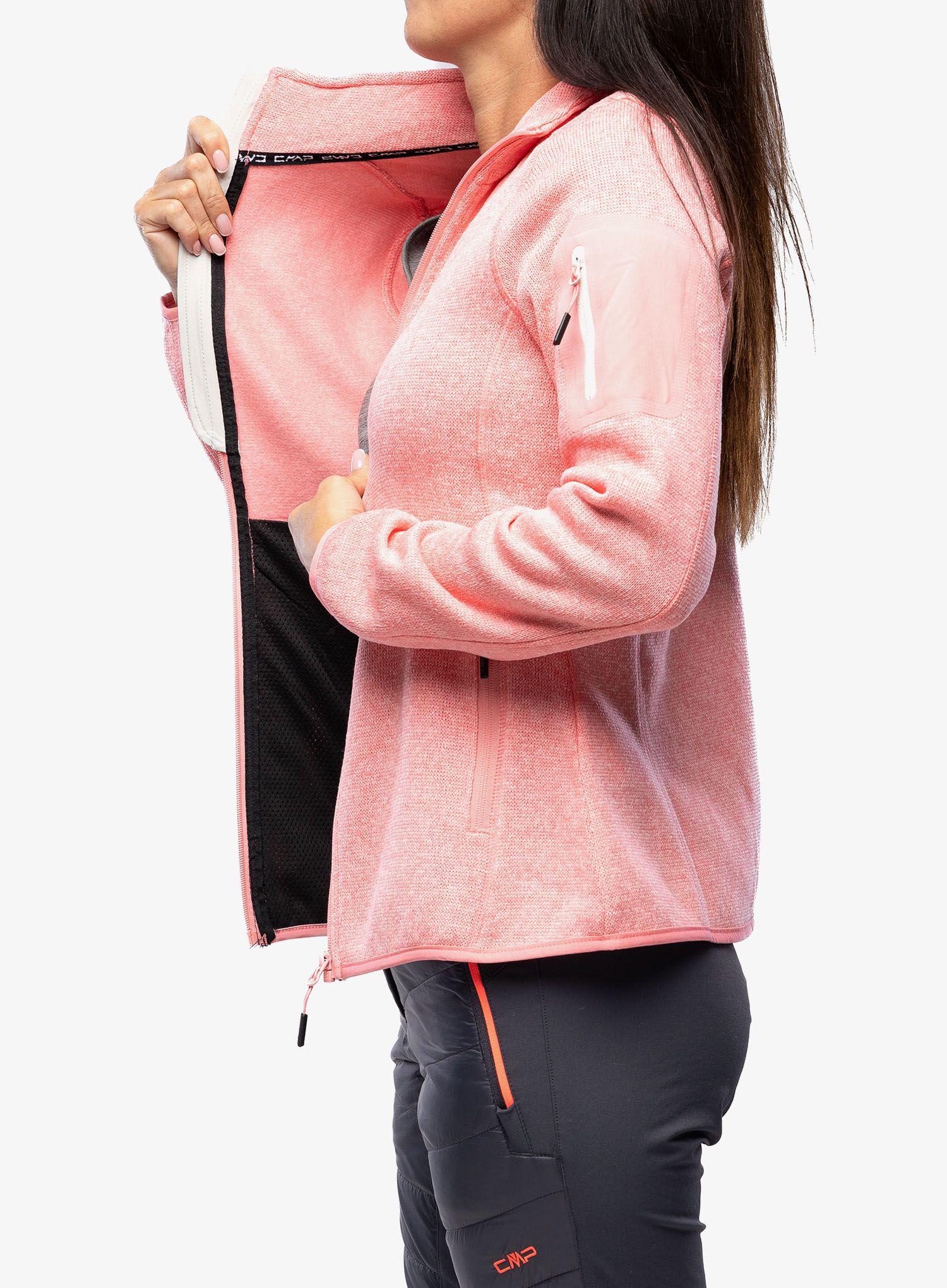 Кофта флісова жіноча CMP Haze Jacket Knitted - pesca/gesso