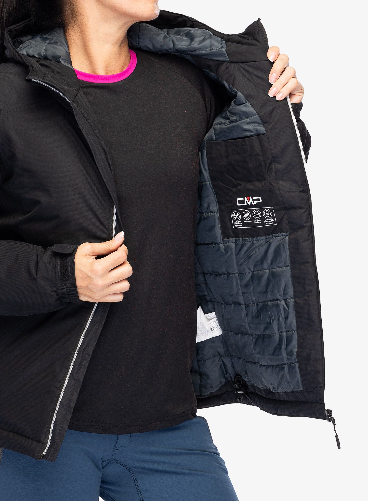 Куртка утеплена жіноча CMP Jacket Fix Hood Teemo - nero