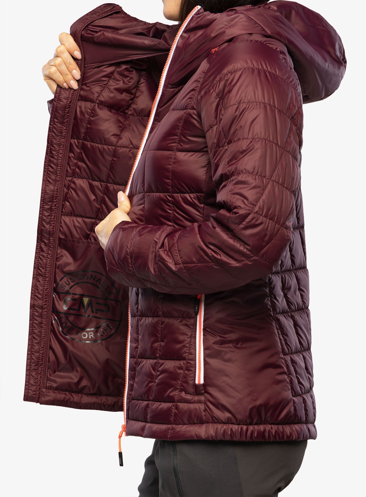 Куртка утеплена жіноча CMP Jacket Fix Hood Ziggs - burgundy