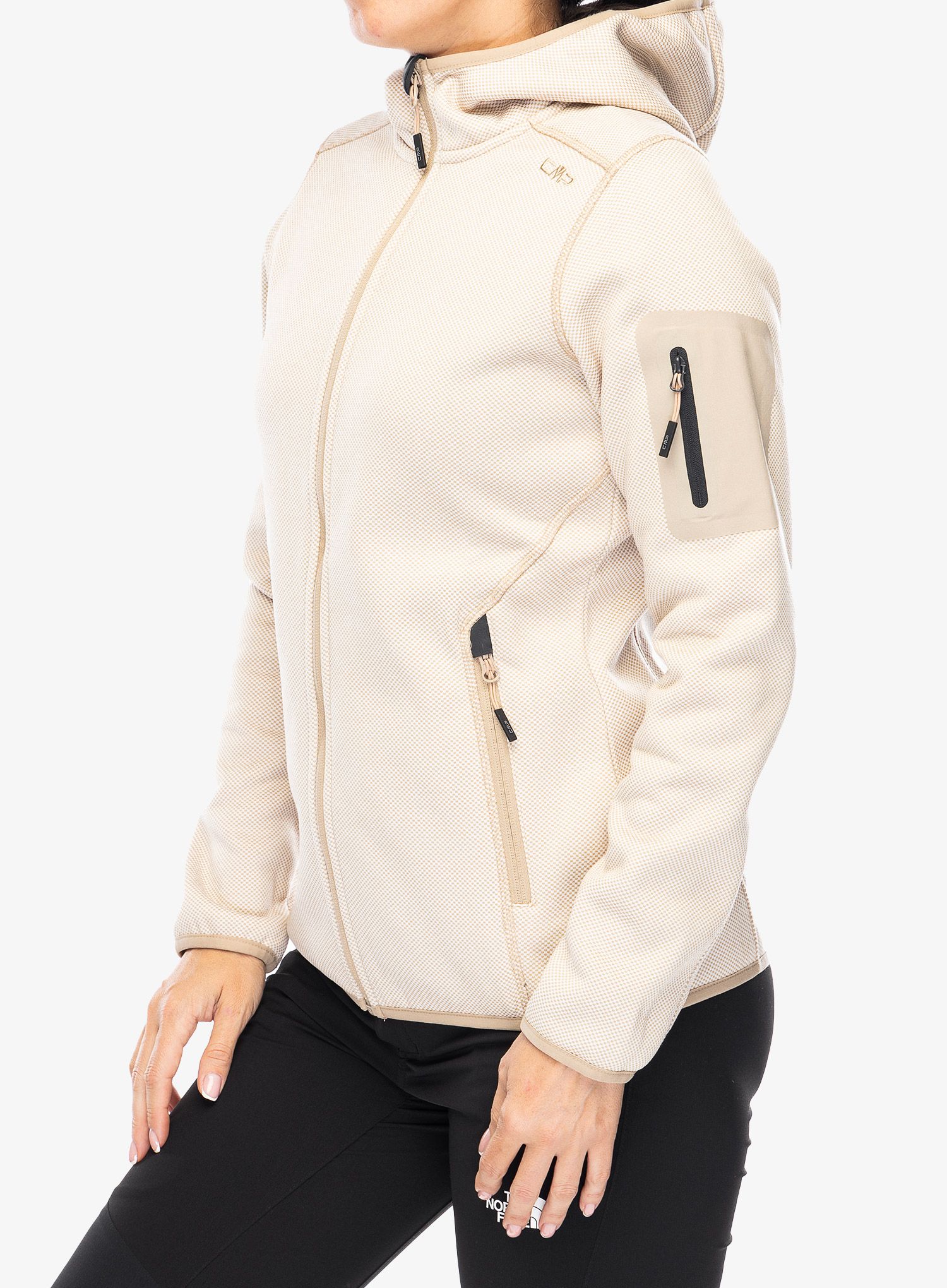 Фліска жіноча CMP Londra Fix Hood Jacket Knitted - b.cogesso/sesamo