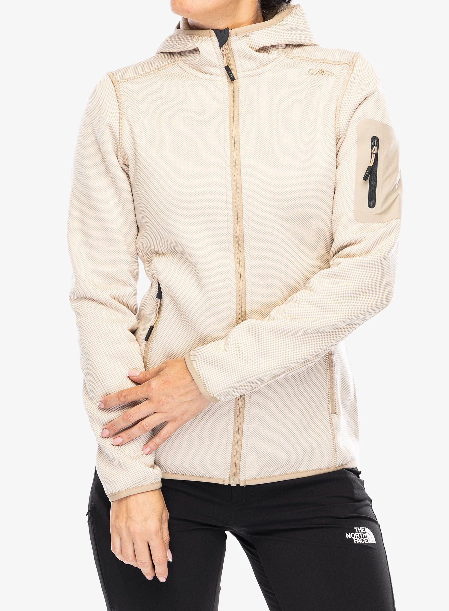 Фліска жіноча CMP Londra Fix Hood Jacket Knitted - b.cogesso/sesamo