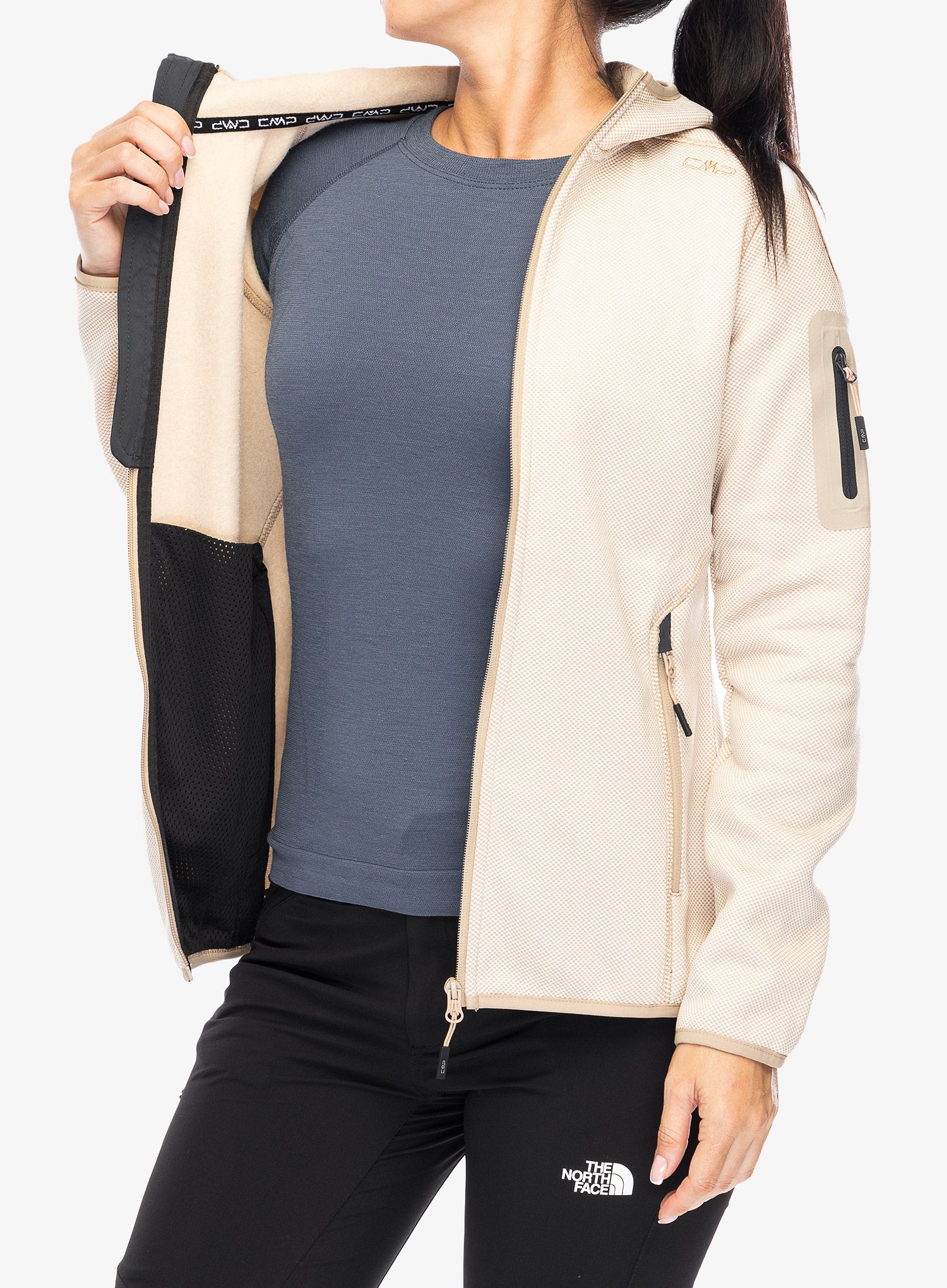 Фліска жіноча CMP Londra Fix Hood Jacket Knitted - b.cogesso/sesamo