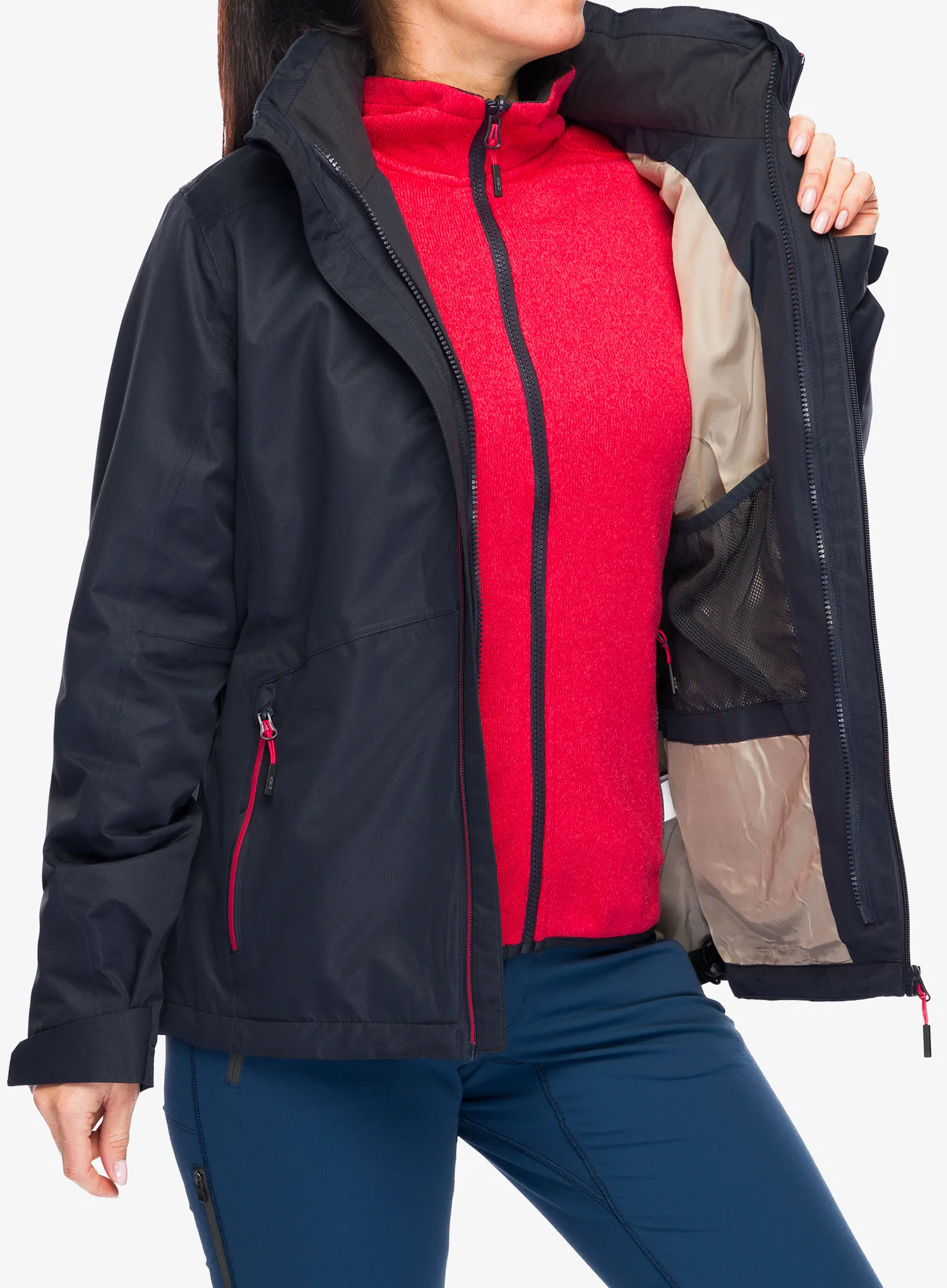 Куртка 3в1 жіноча CMP Page Jacket Zip Hood Detachble Inn.Jacket - antracite/corallo