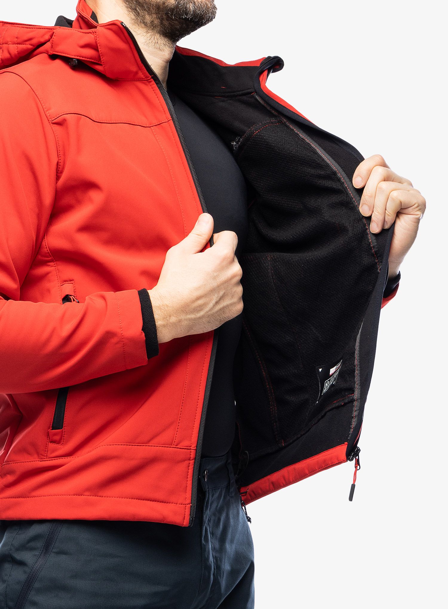 Куртка softshell CMP Vivo Jacket Zip Hood - ferrari/nero