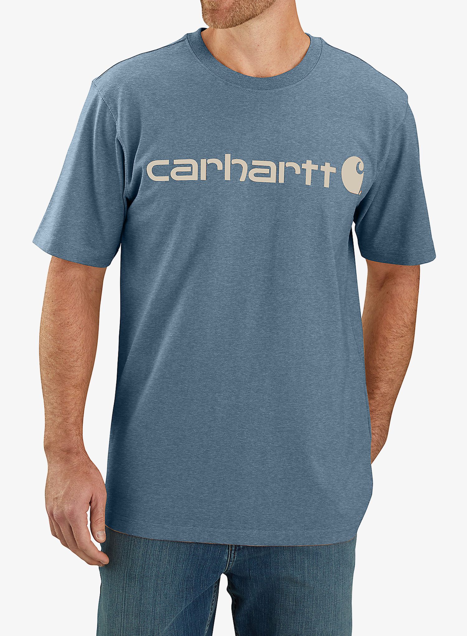 Футболка бавовняна Carhartt Core Logo T-Shirt S/S - thundercloud heather