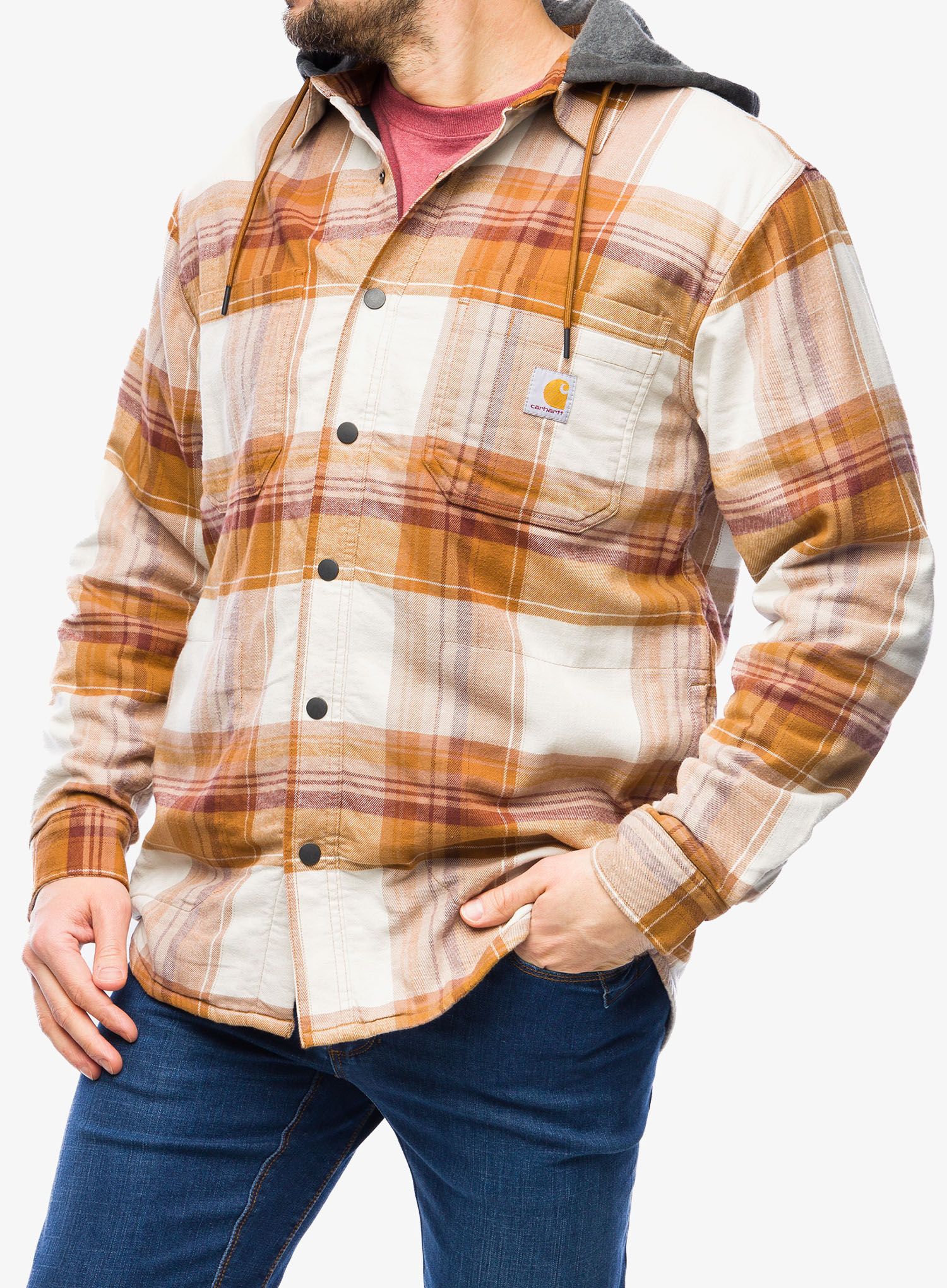 Сорочка Carhartt Flannel Sherpa-Lined Hooded Shirt Jac - carhartt brown