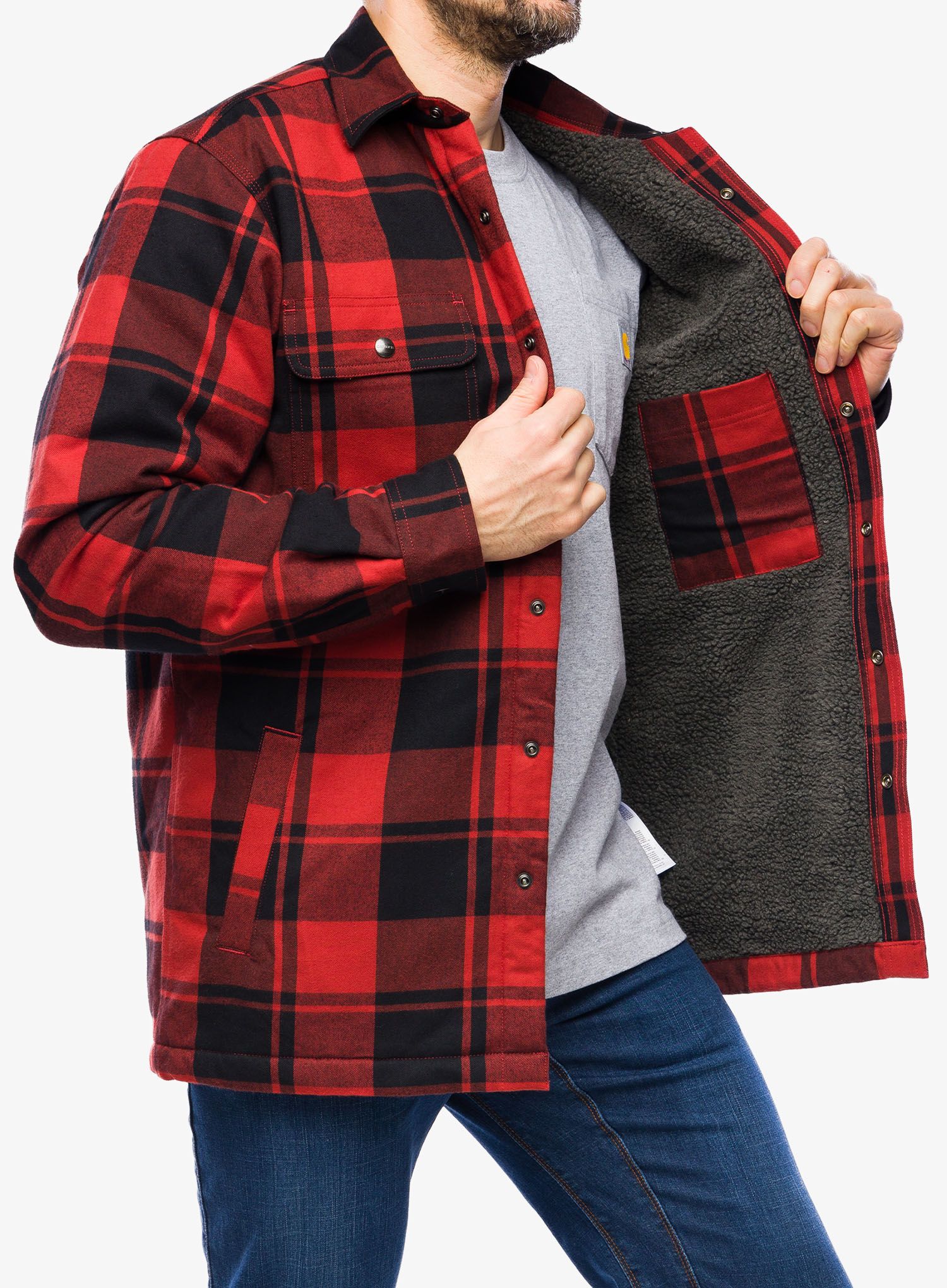 Сорочка Carhartt Flannel Sherpa-Lined Shirt Jac - red ochre