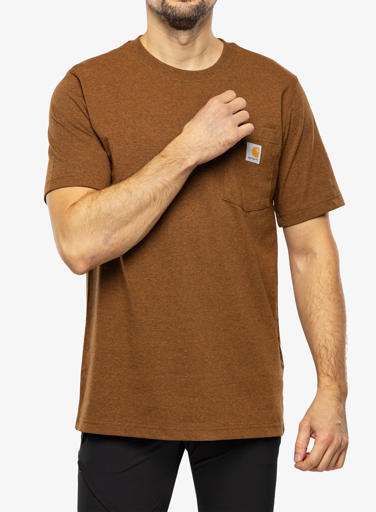 Футболка бавовняна Carhartt K87 Pocket S/S T-Shirt - oiled walnut heather