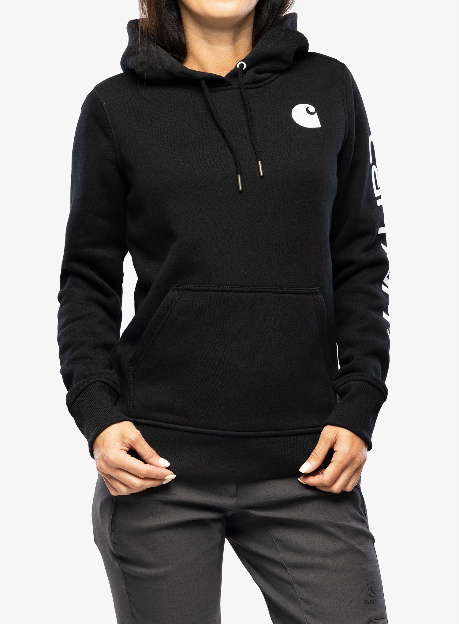 Кофта з каптуром жіноча Carhartt Logo Sleeve Graphic Sweatshirt - black