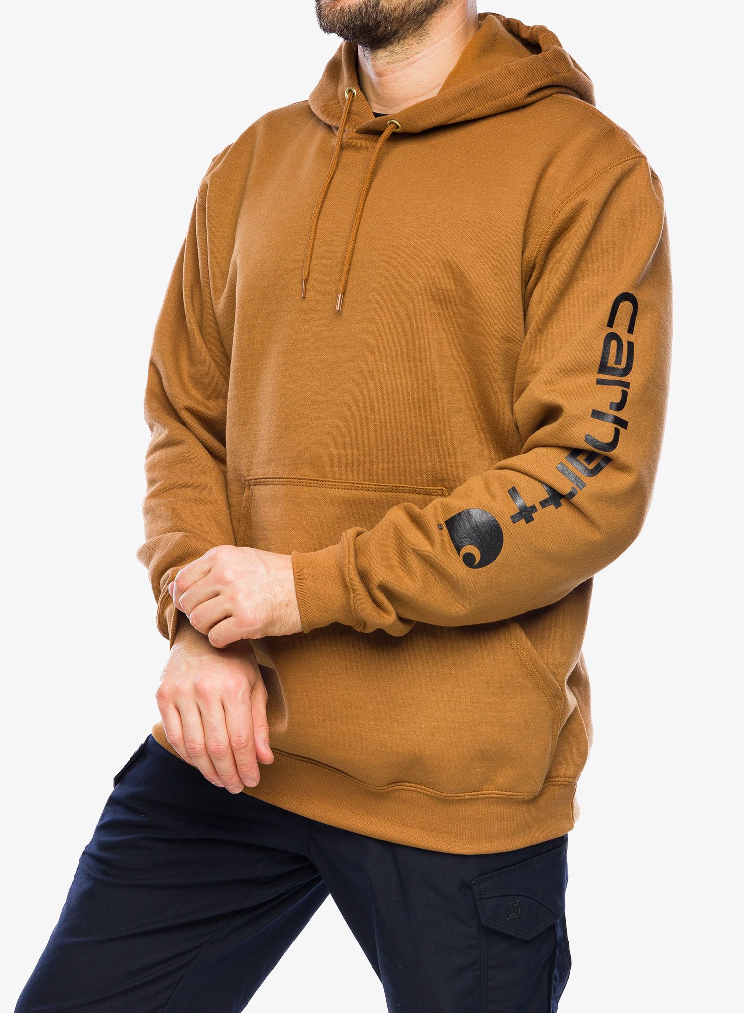 Кофта Carhartt Sleeve Logo Hooded Sweatshirt - carhartt brown