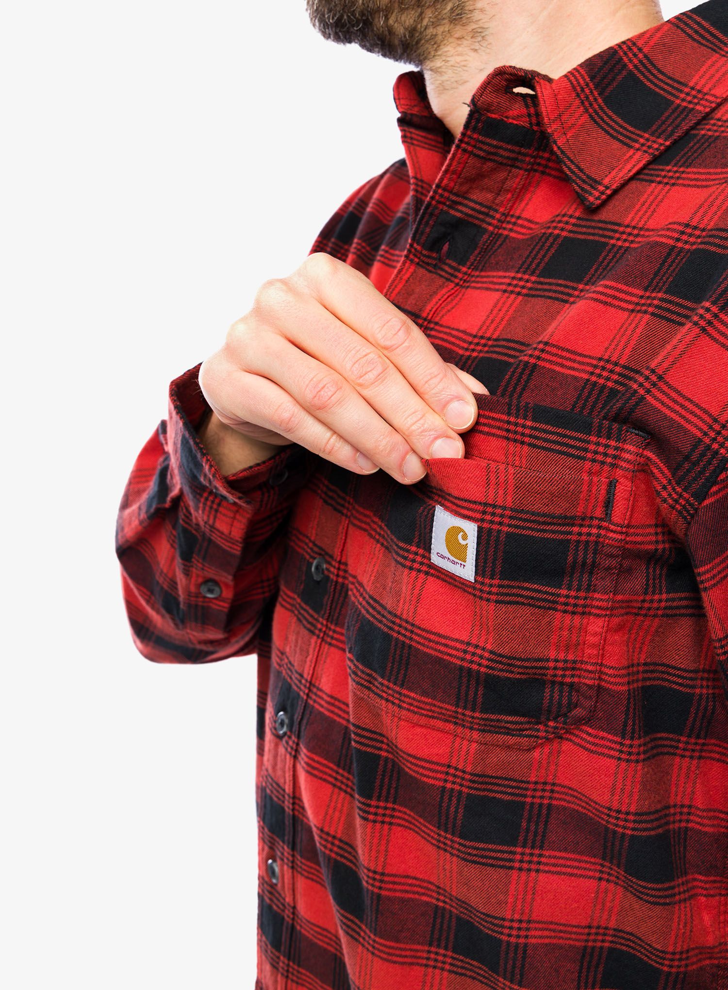 Сорочка Cartartt Flannel L/S Plaid Shirt - red ochre