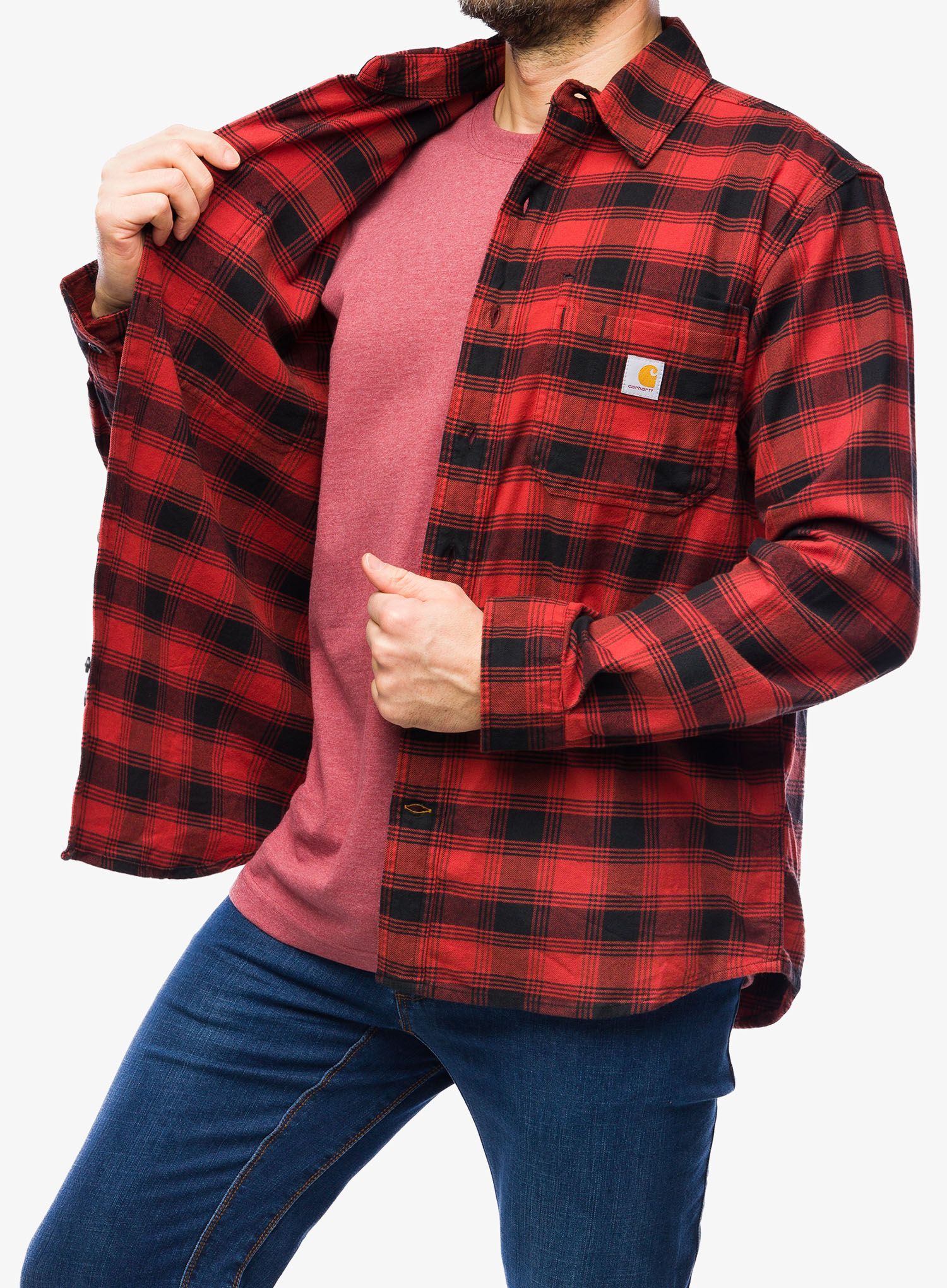 Сорочка Cartartt Flannel L/S Plaid Shirt - red ochre