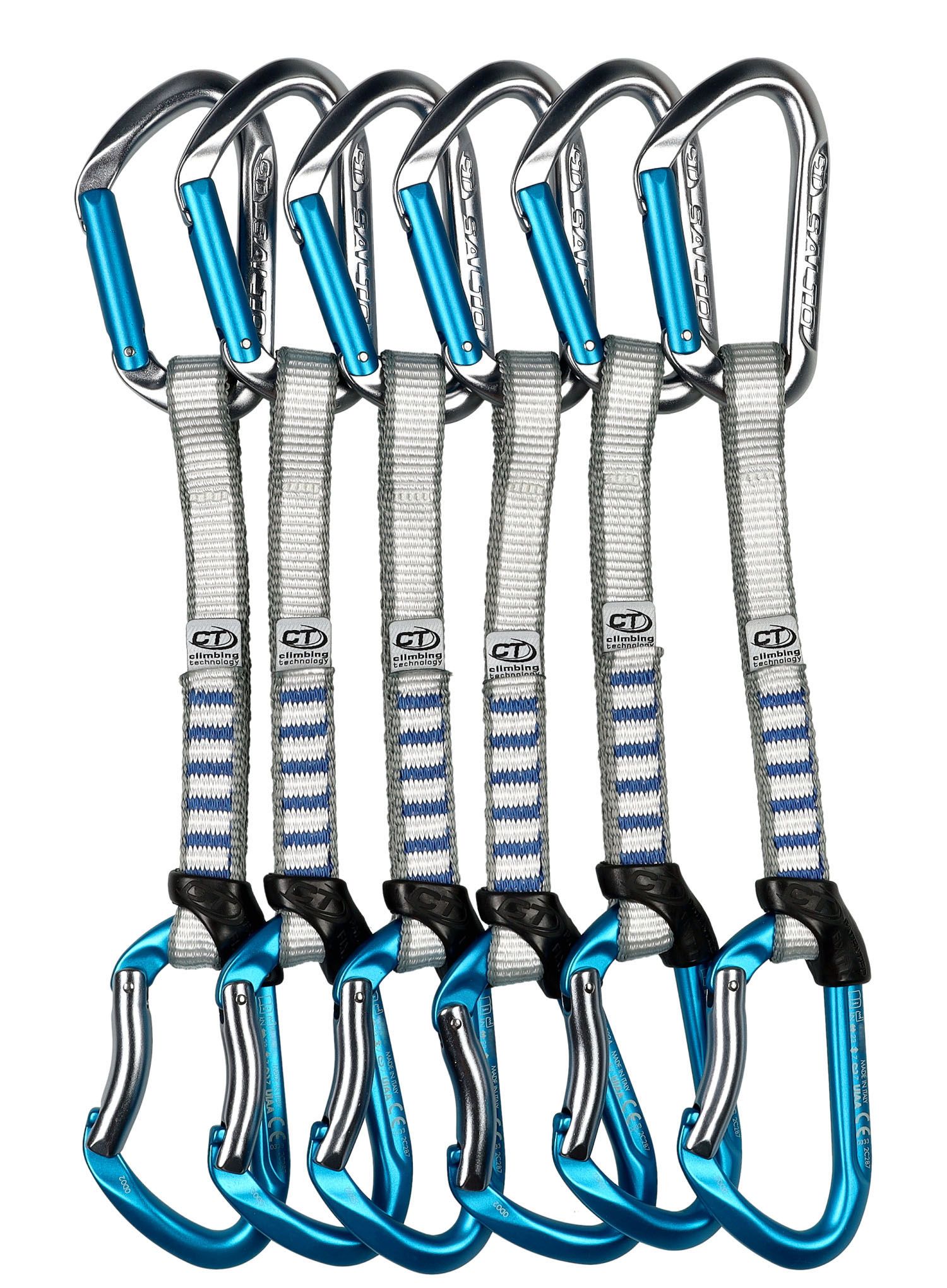 відтяжки Climbing Technology/SKYLOTEC Salto Set NY 17 cm 6-Pack - titanium/electricblue