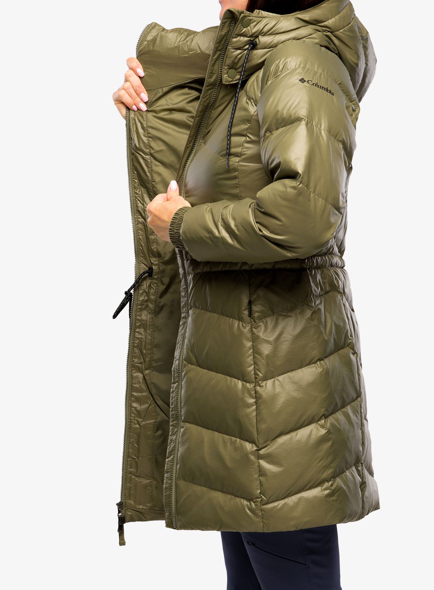Плащ пуховий жіночий Columbia Icy Heights II Down Mid Jacket - stone green gunmetal