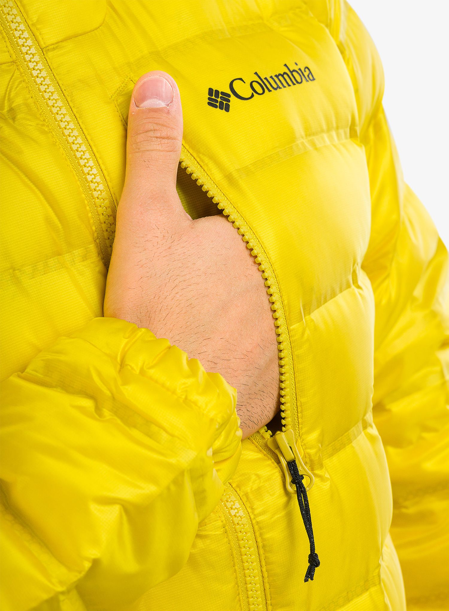 Пуховик Columbia Pebble Peak Down Hooded Jacket - laser lemon