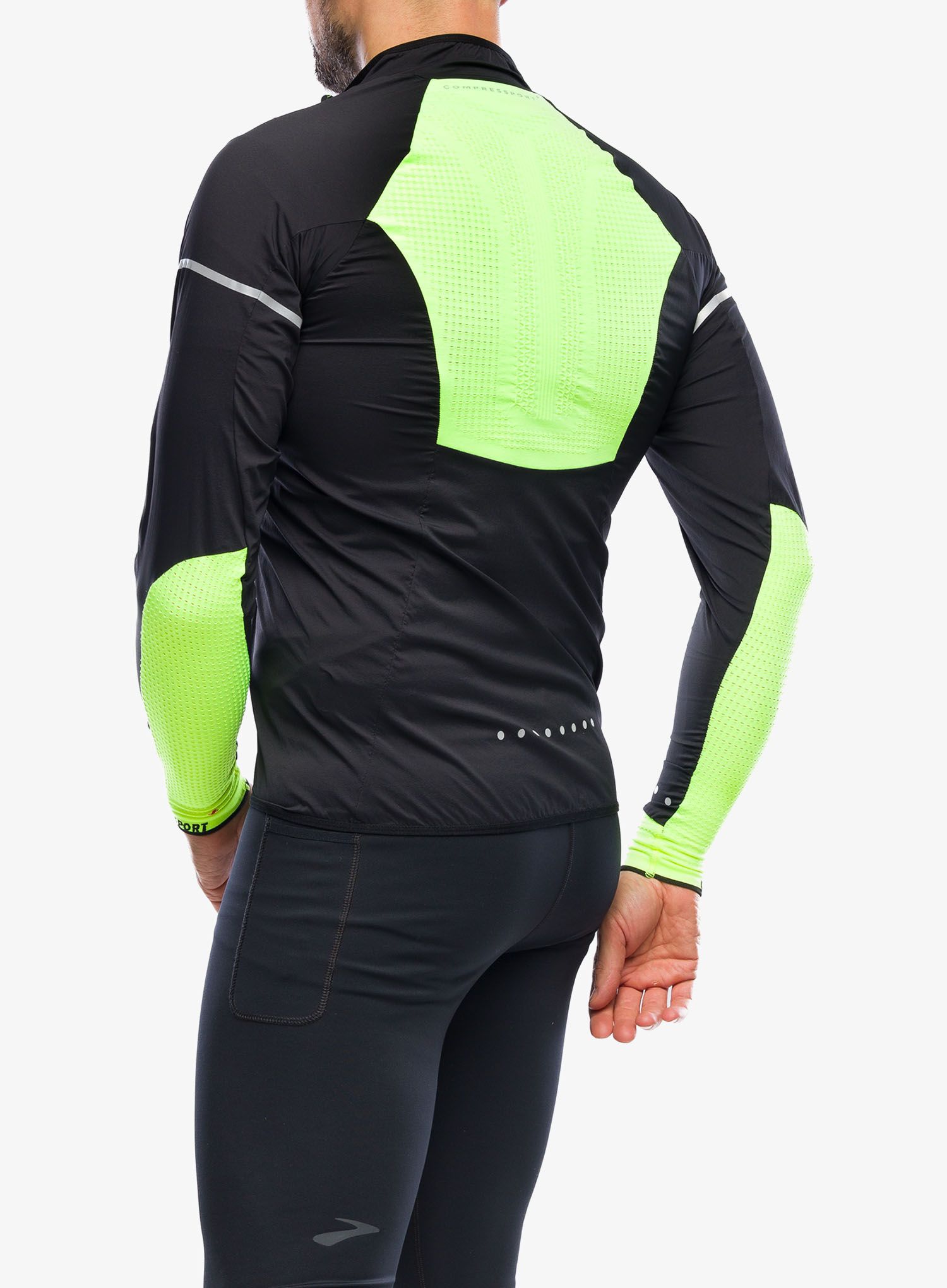 Вітровка Compressport Hurricane Windproof Jacket Flash - black/fluo yellow