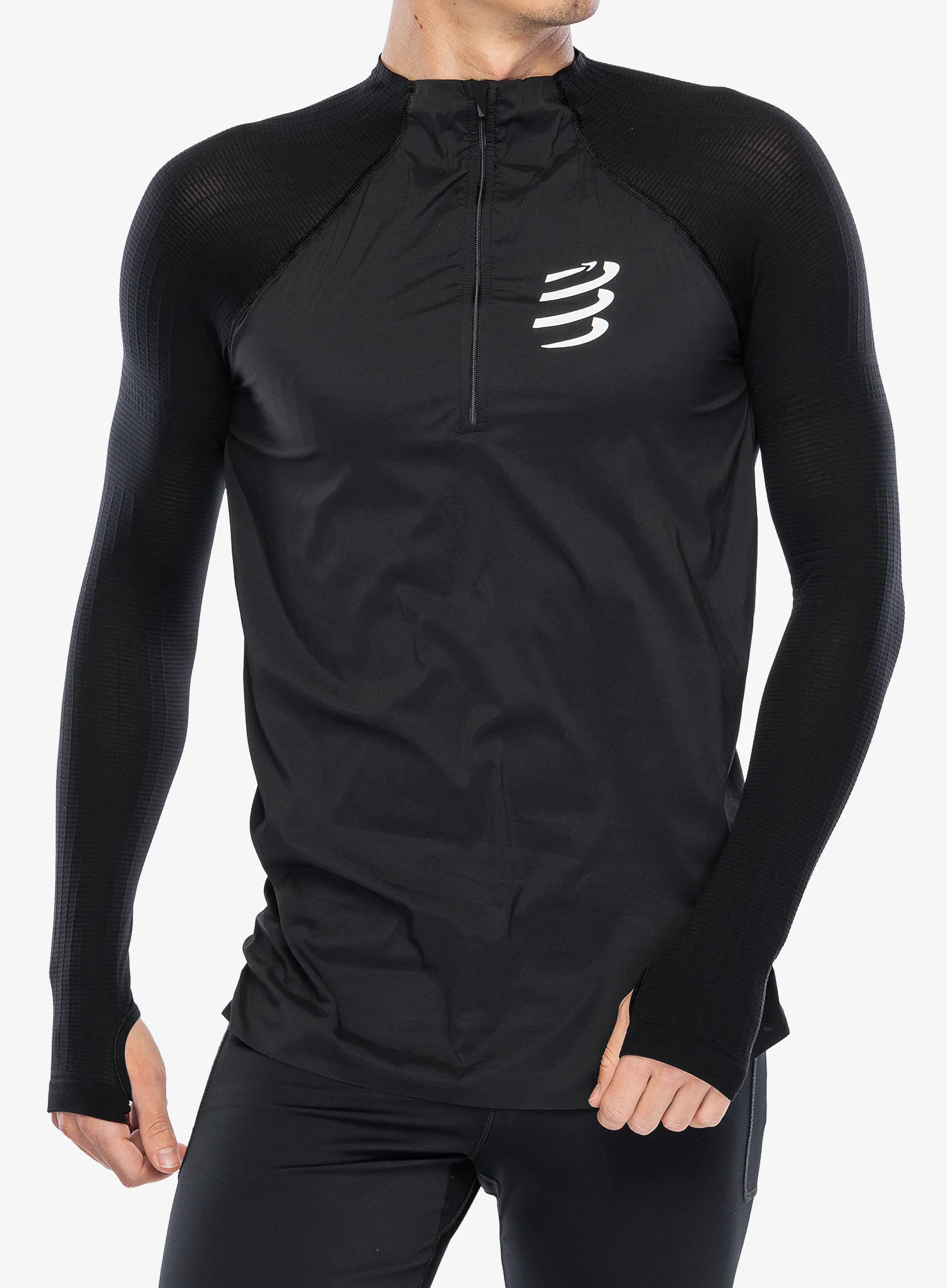 Термокофта Compressport Hurricane Windproof Seamless HZ Top - black
