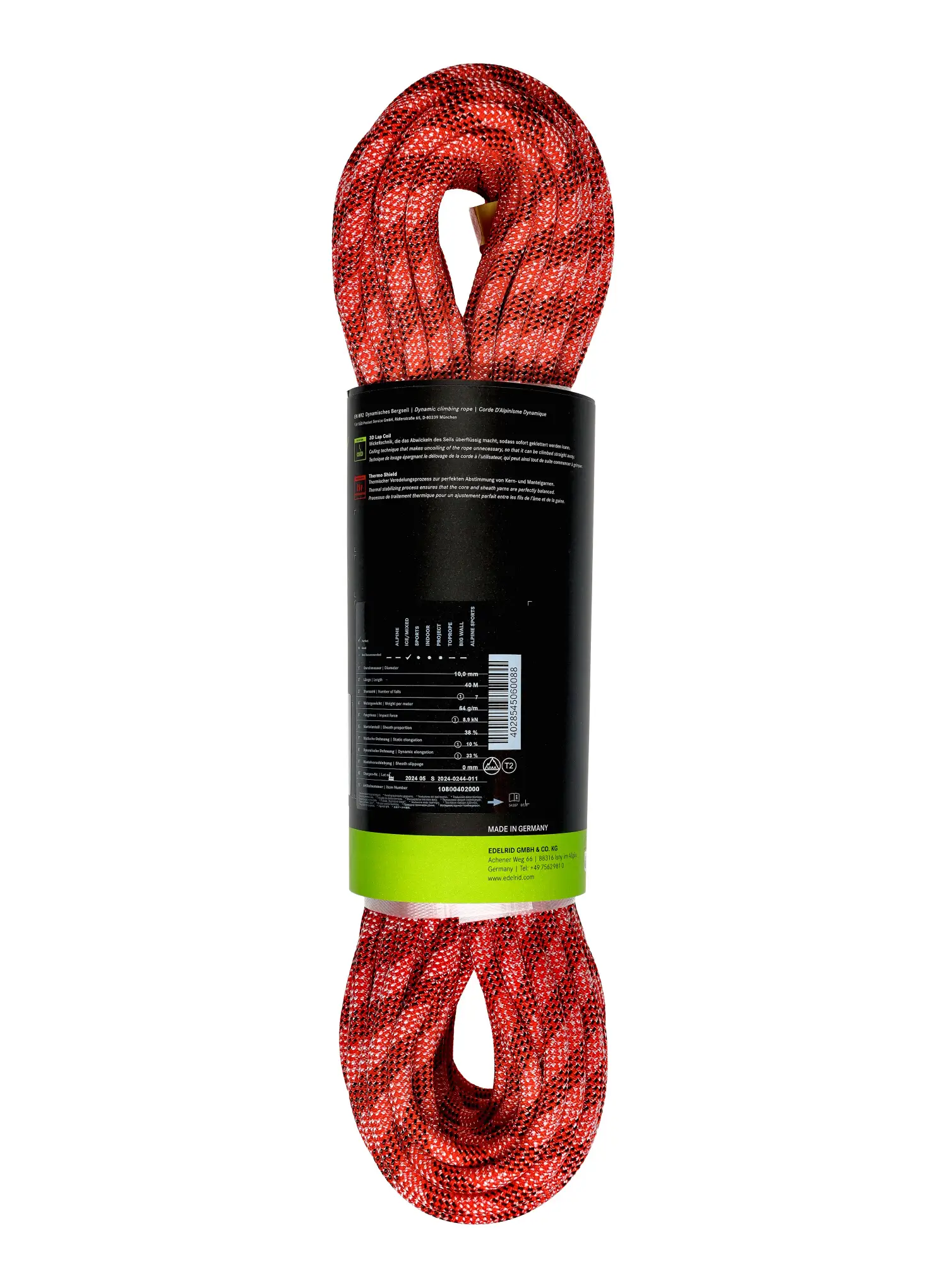 Мотузка для альпінізму Edelrid Python 10 mm 40 m - red