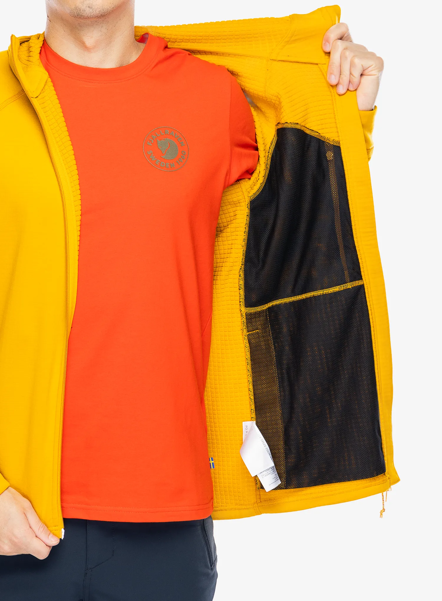 Фліска Fjallraven Abisko Grid Fleece Hoodie - mustard yellow